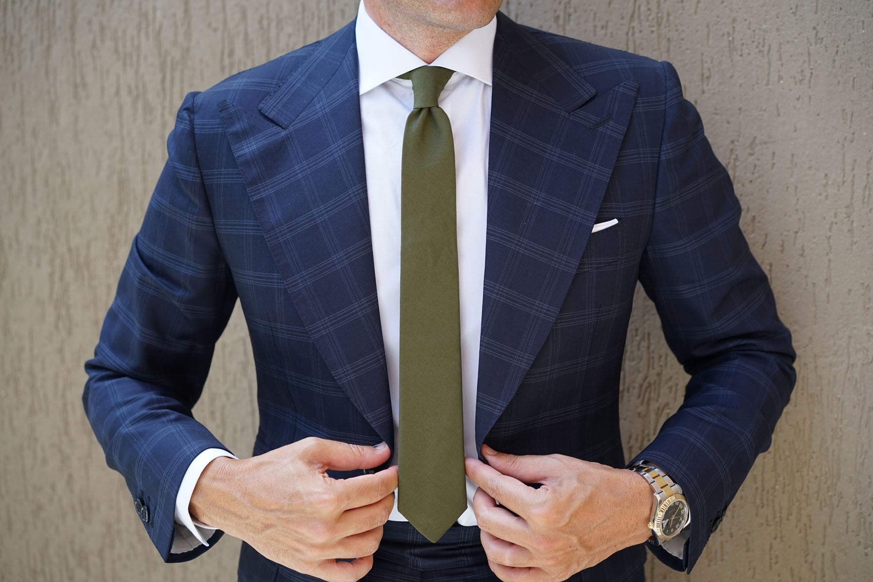 Army Green Cotton Skinny Tie