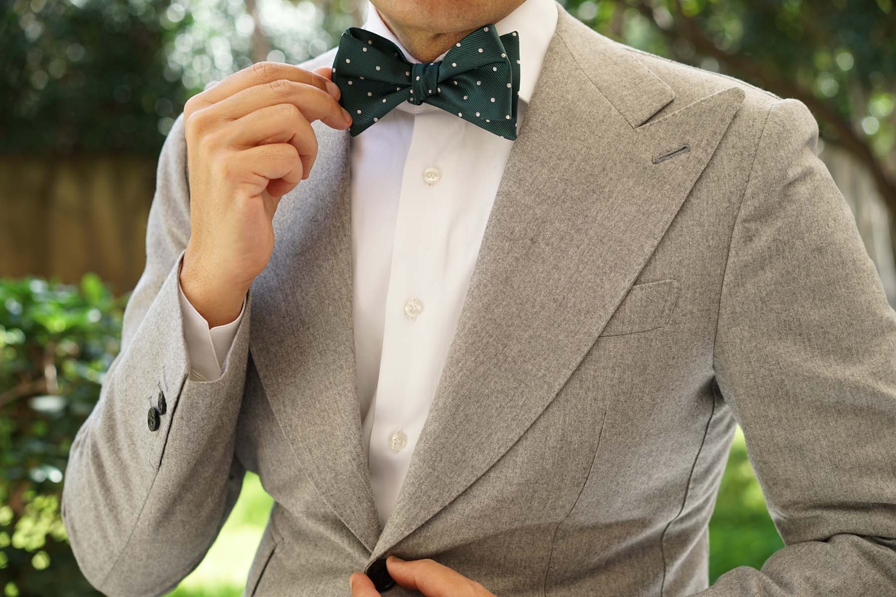 Forest Green Polka Self Bow Tie