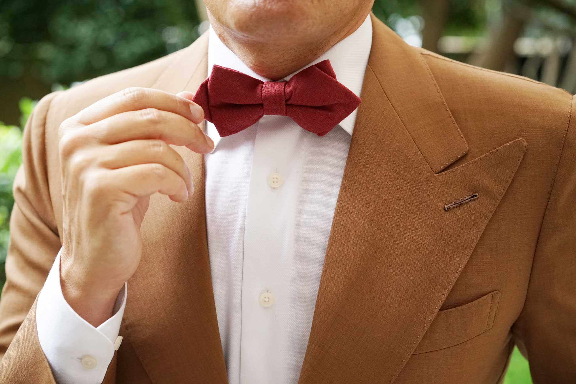 Maroon Slub Linen Diamond Bow Tie