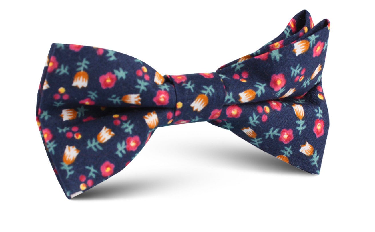 English Dahlias Floral Bow Tie