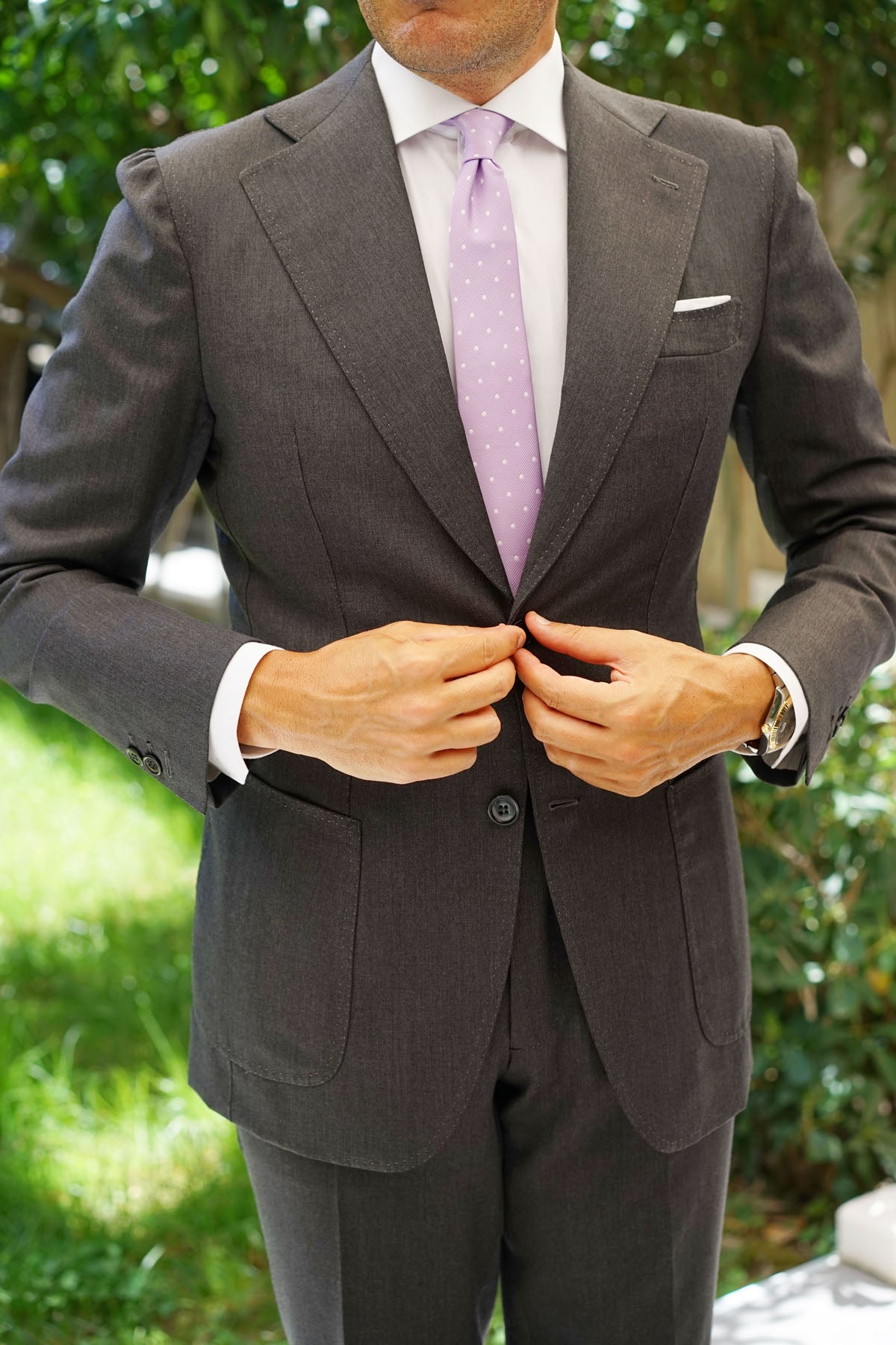 Light Purple with White Polka Dots Skinny Tie