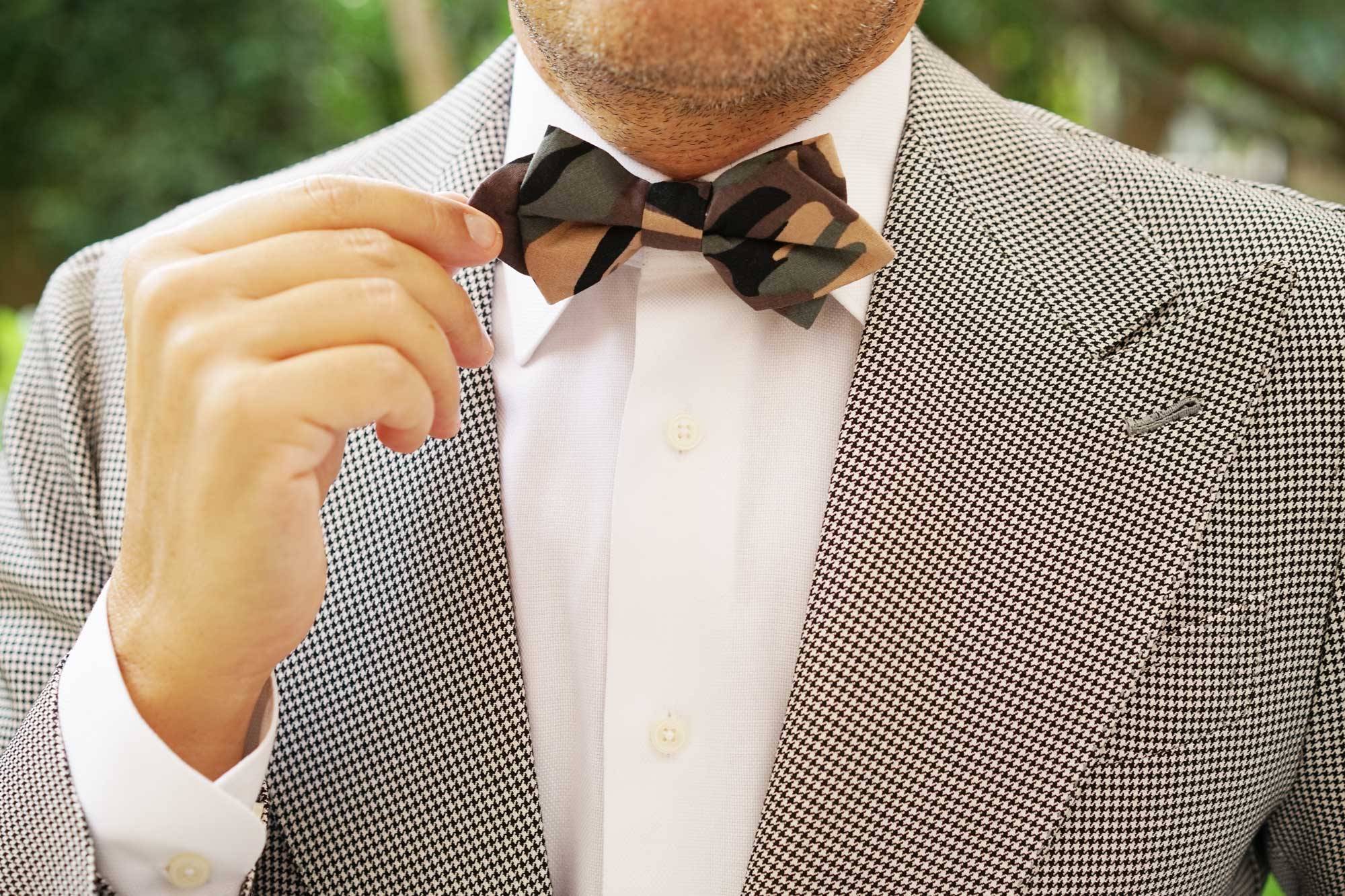 Forest Green Camouflage Diamond Bow Tie