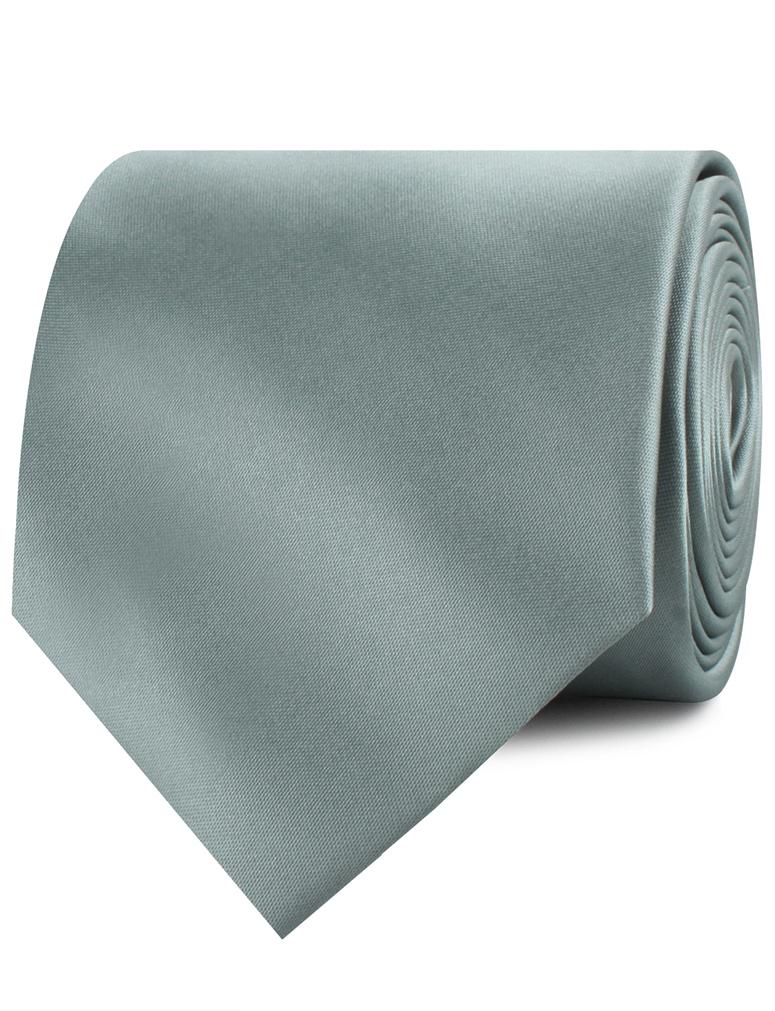 Silver Sage Satin Necktie