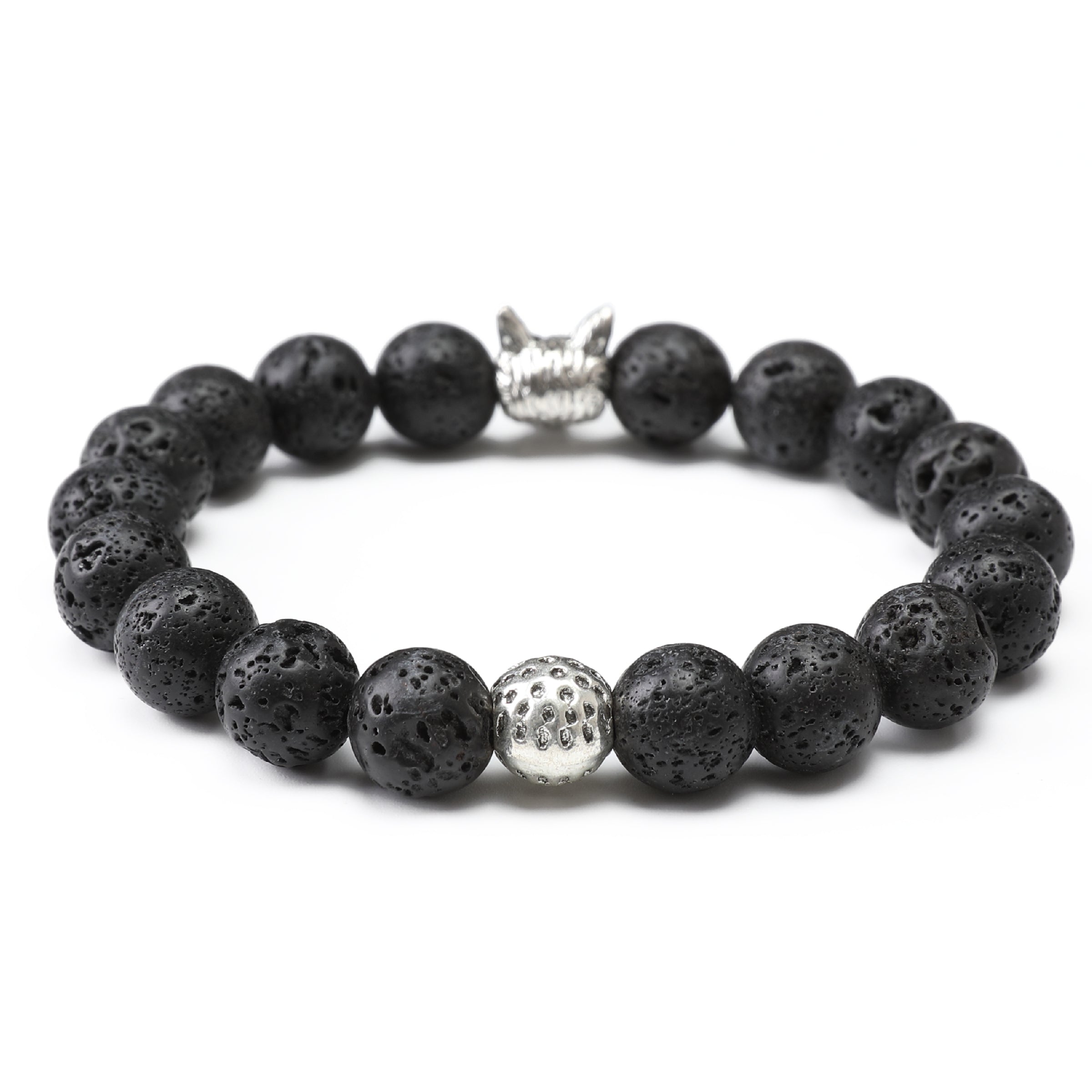 Fenrir Wolf Lava Stone Bracelet