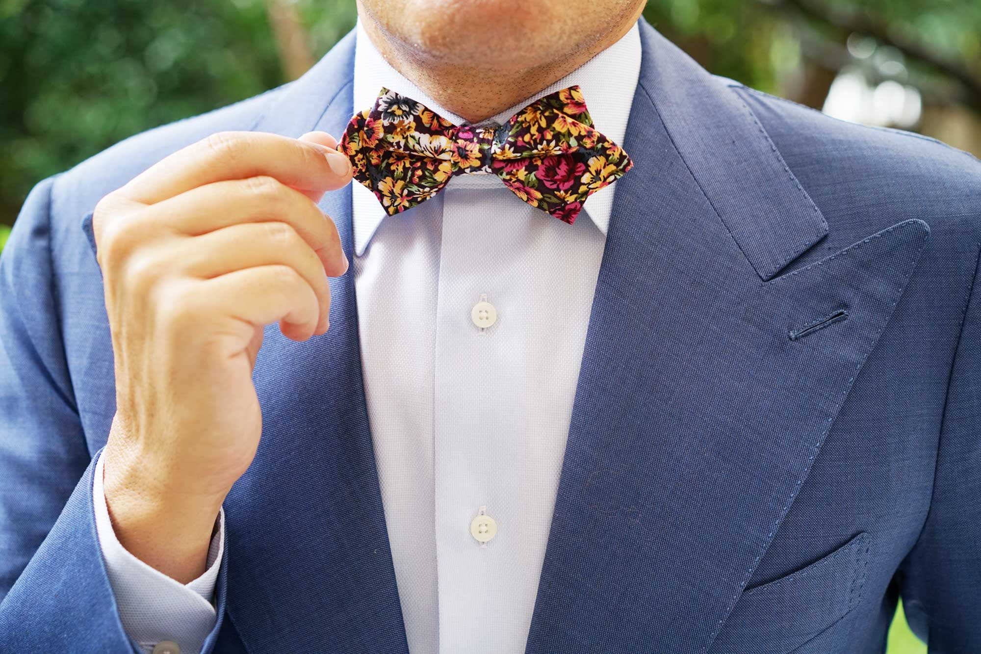 Orange Flowering Maple Diamond Bow Tie