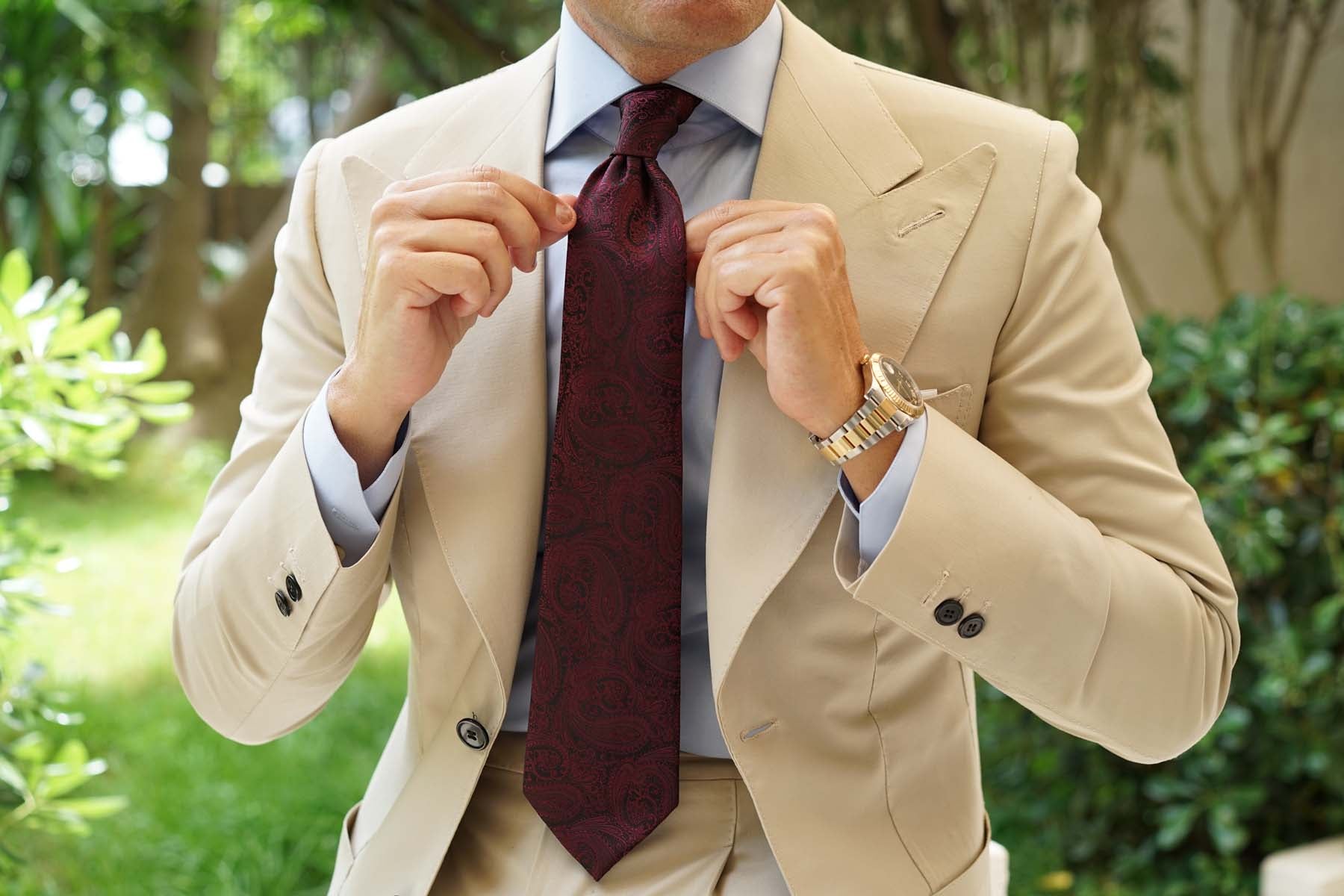 Mahogany Red Paisley Necktie