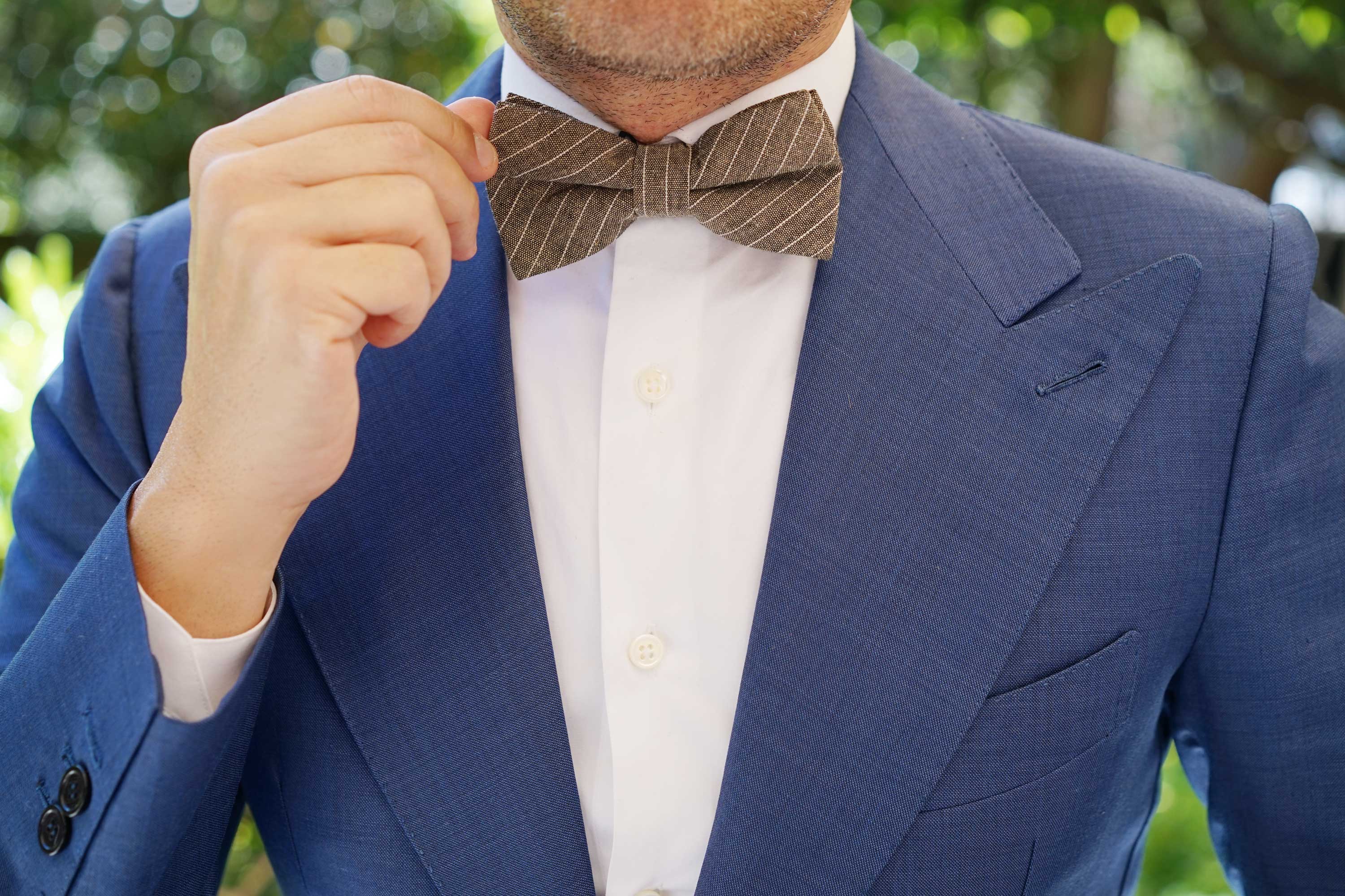 Sandman Linen Pinstripe Bow Tie