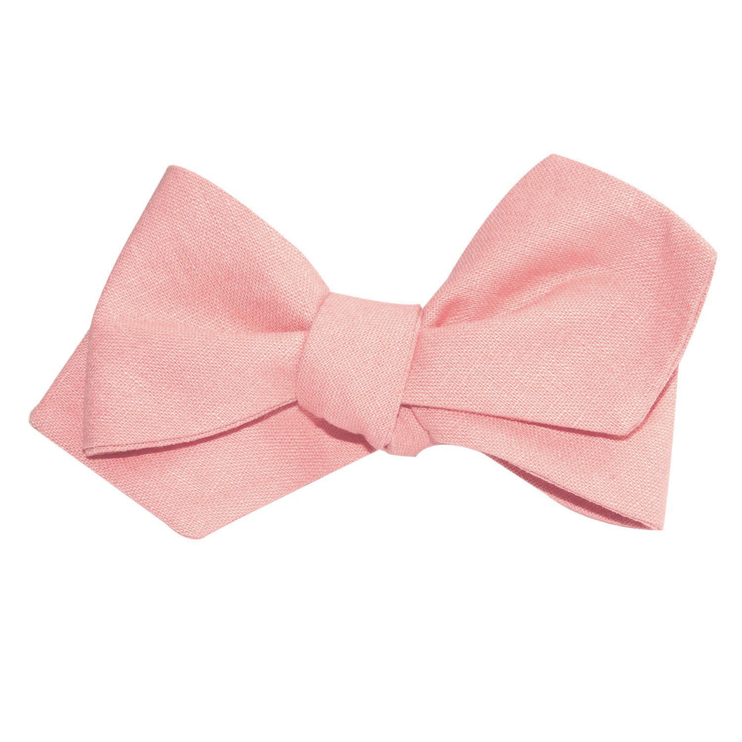 Dusty Peach Slub Linen Self Tie Diamond Tip Bow Tie