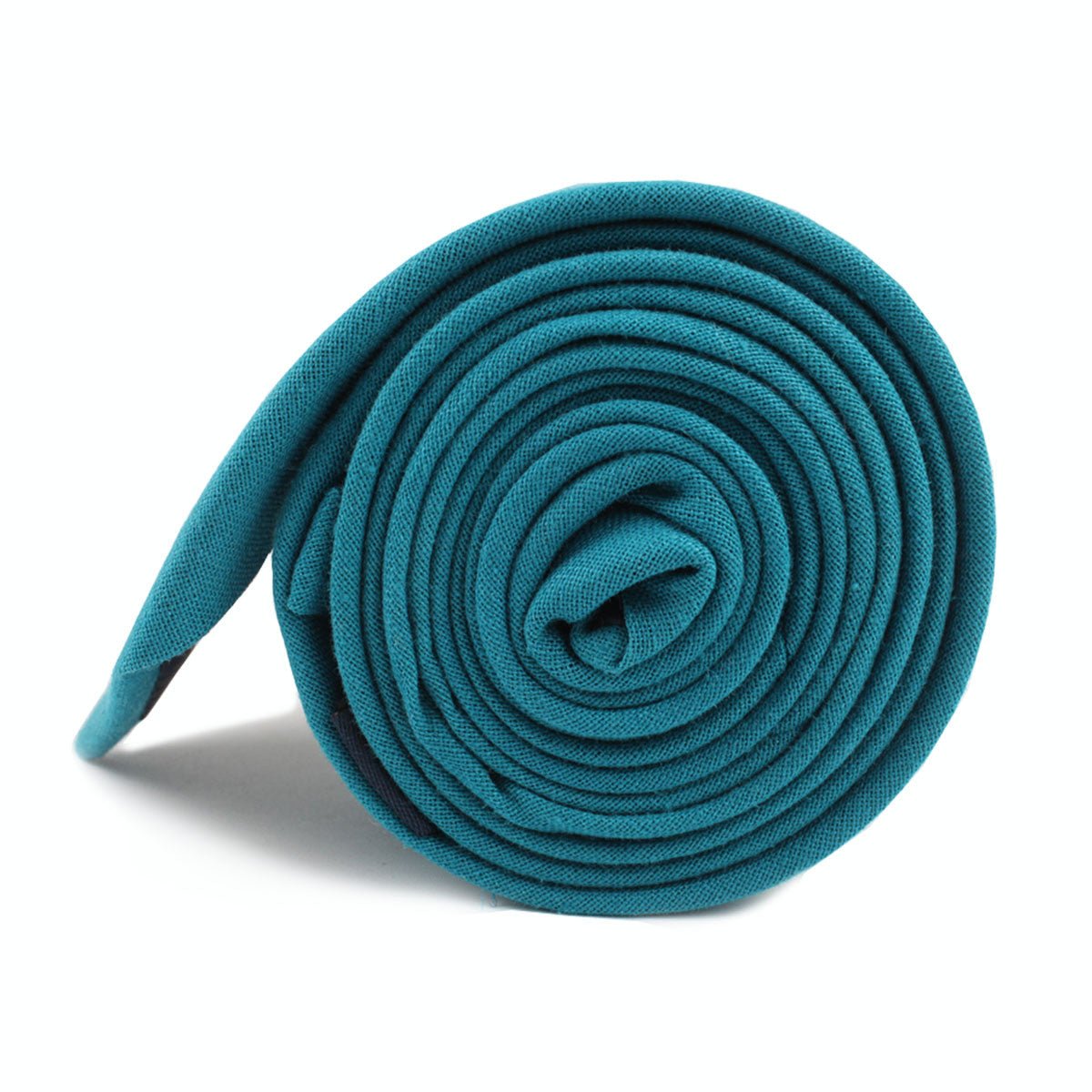 Teal Slub Linen Skinny Tie