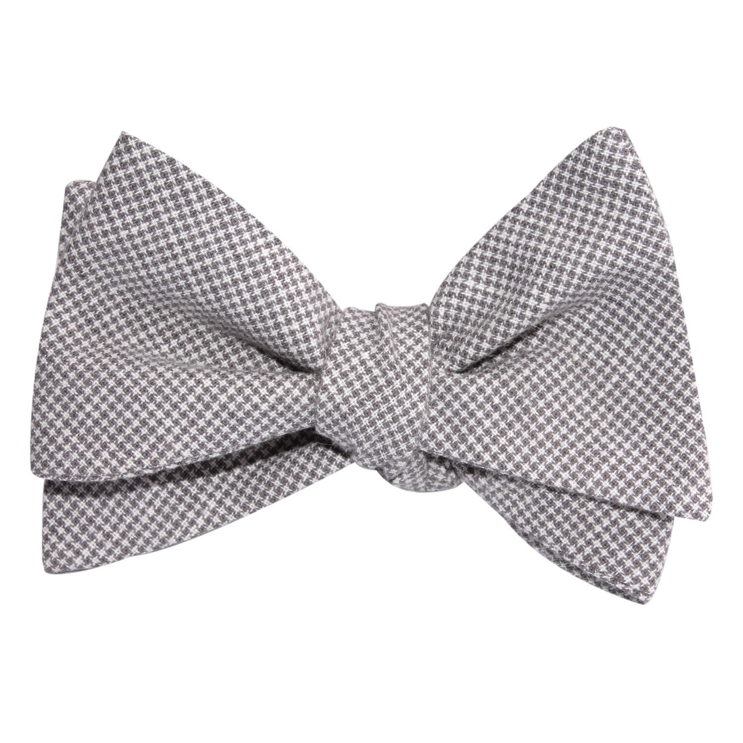 Light Grey Houndstooth Linen Self Tie Bow Tie