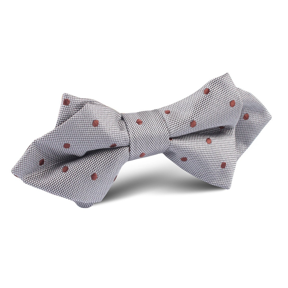 Grey with Brown Polka Dots Diamond Bow Tie