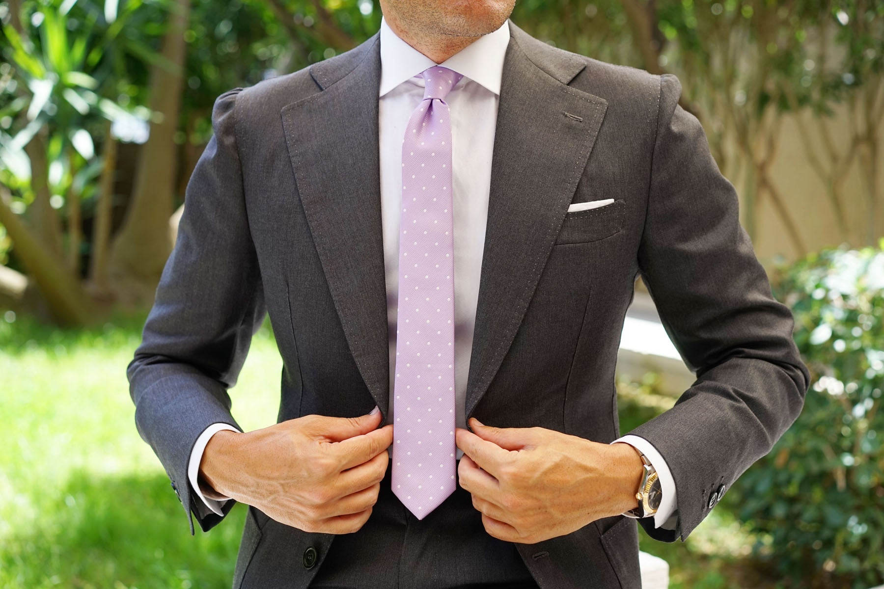 Light Purple with White Polka Dots Skinny Tie