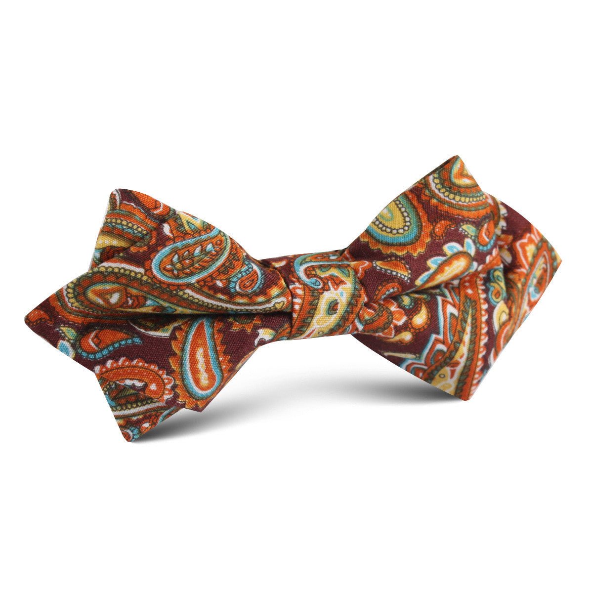 Baku Paisley Orange Diamond Bow Tie