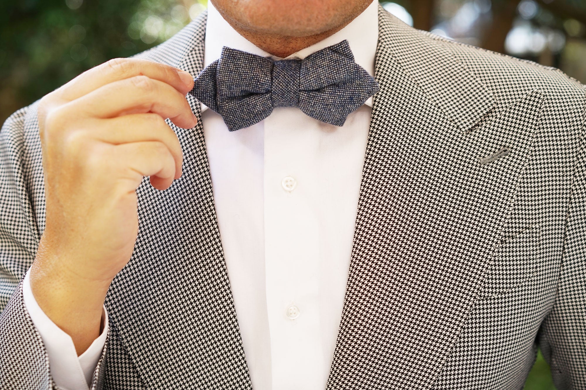 Suffolk Donegal Blue Wool Diamond Bow Tie