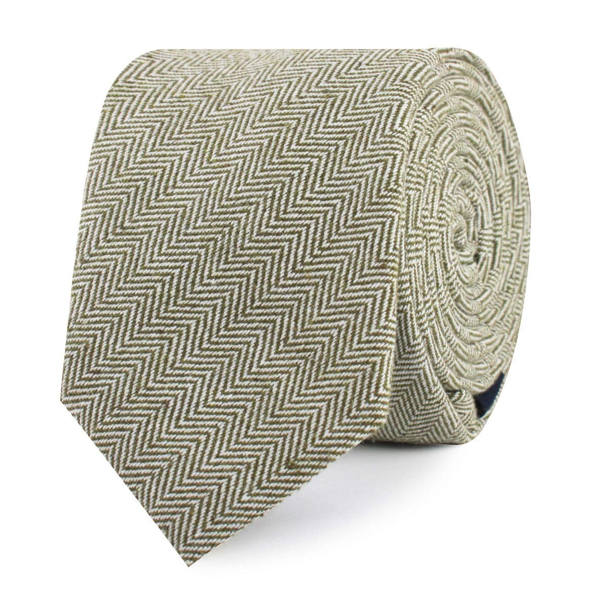 Laurel Green Herringbone Linen Skinny Tie