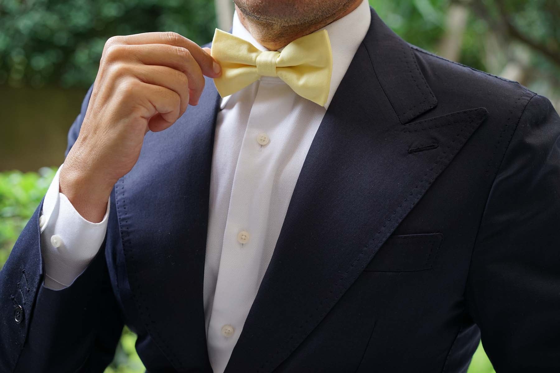 Pastel Yellow Cotton Bow Tie