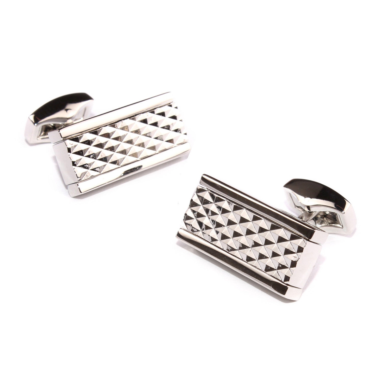 Silver Studded Diamond Pyramid Cufflinks