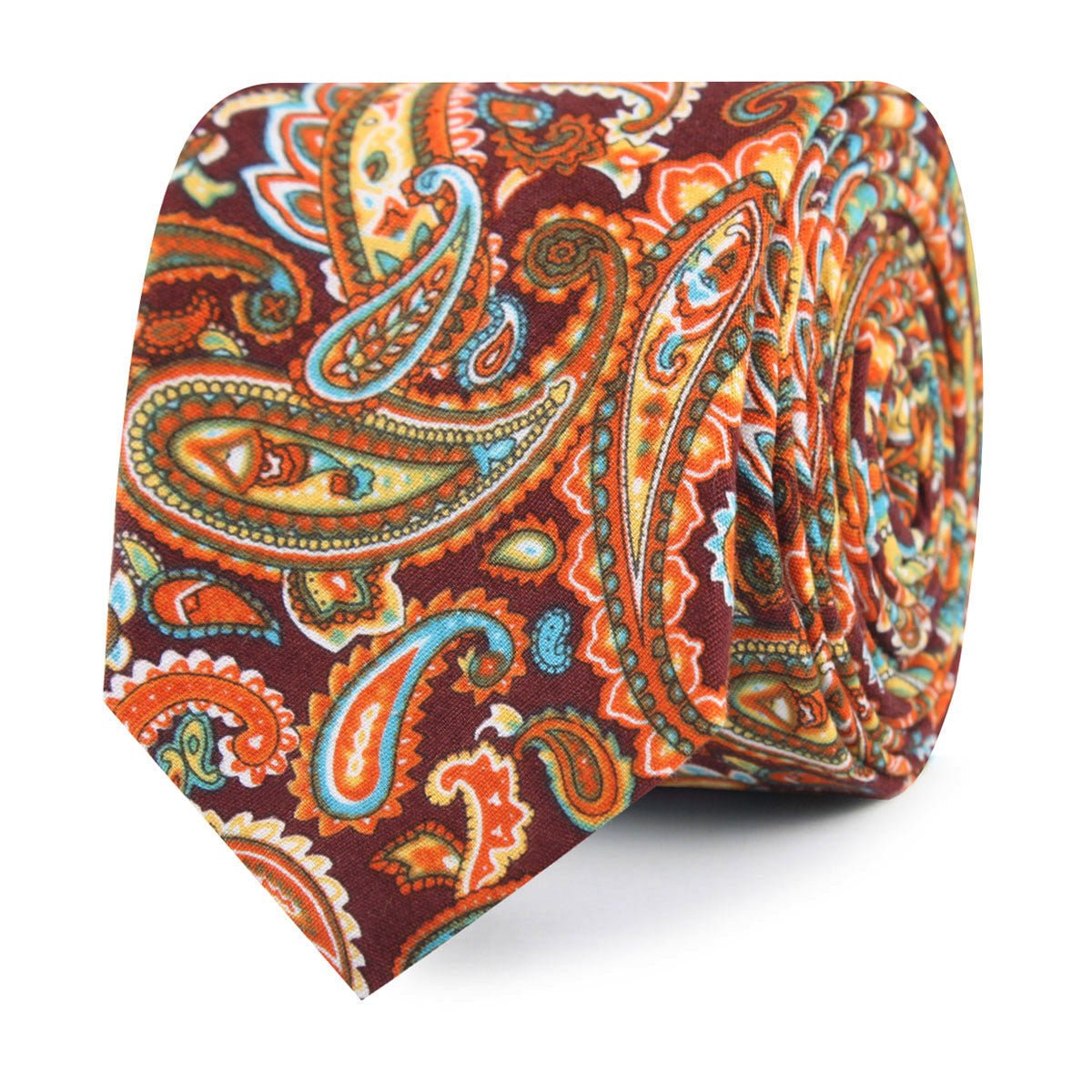 Baku Paisley Orange Skinny Tie