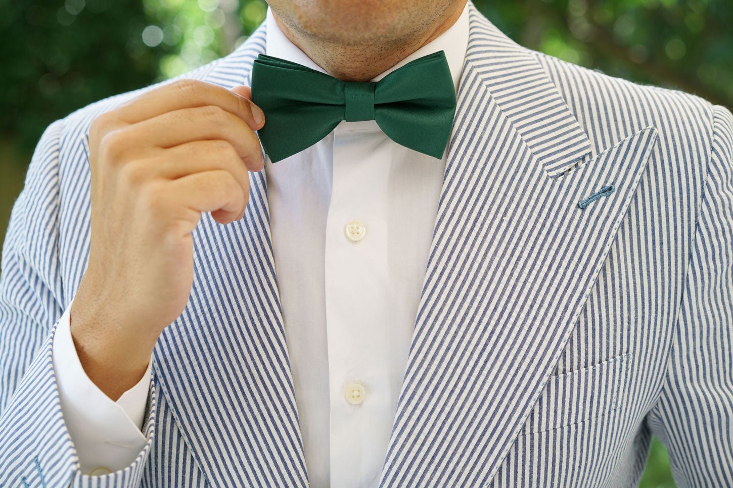 Juniper Green Satin Bow Tie