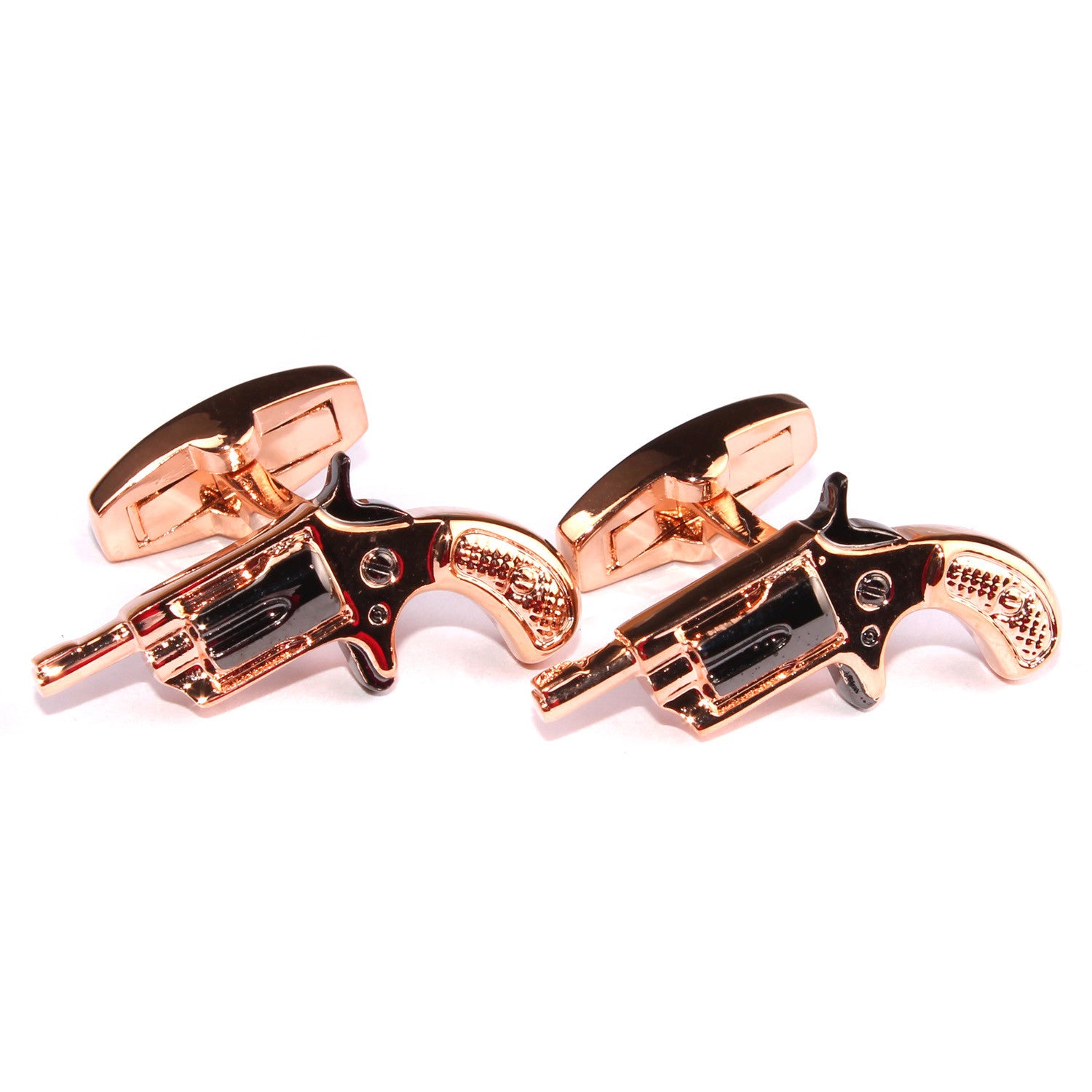 Rose Gold Revolver Gun Cufflinks