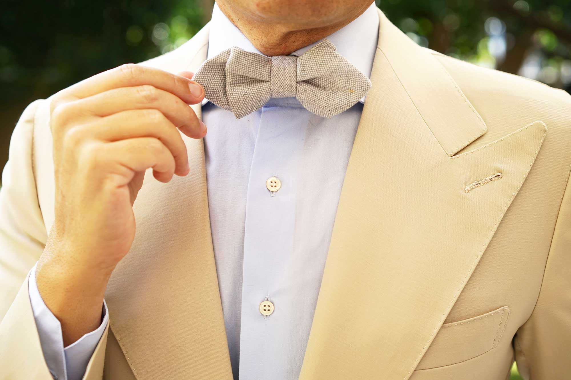 Dry Grey Donegal Linen Diamond Bow Tie