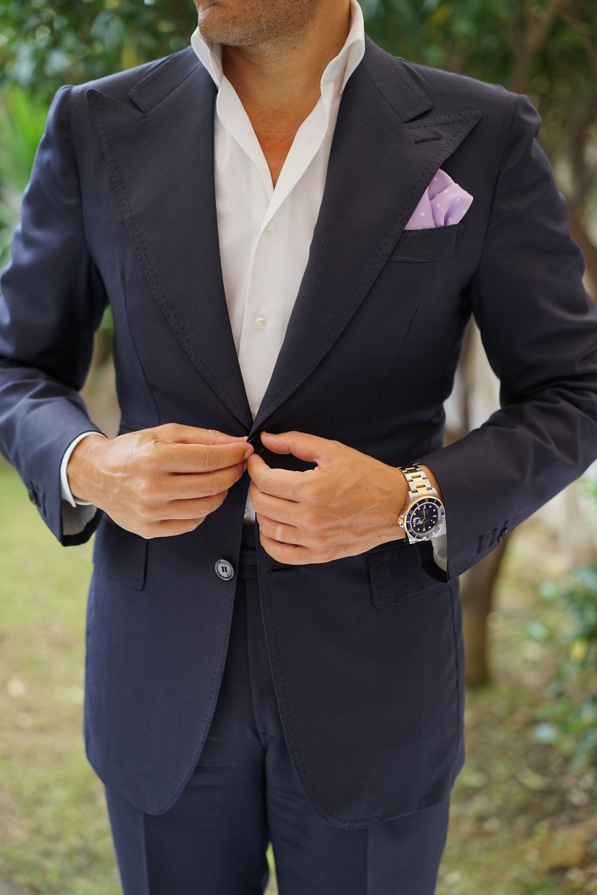 Light Purple with White Polka Dots Pocket Square