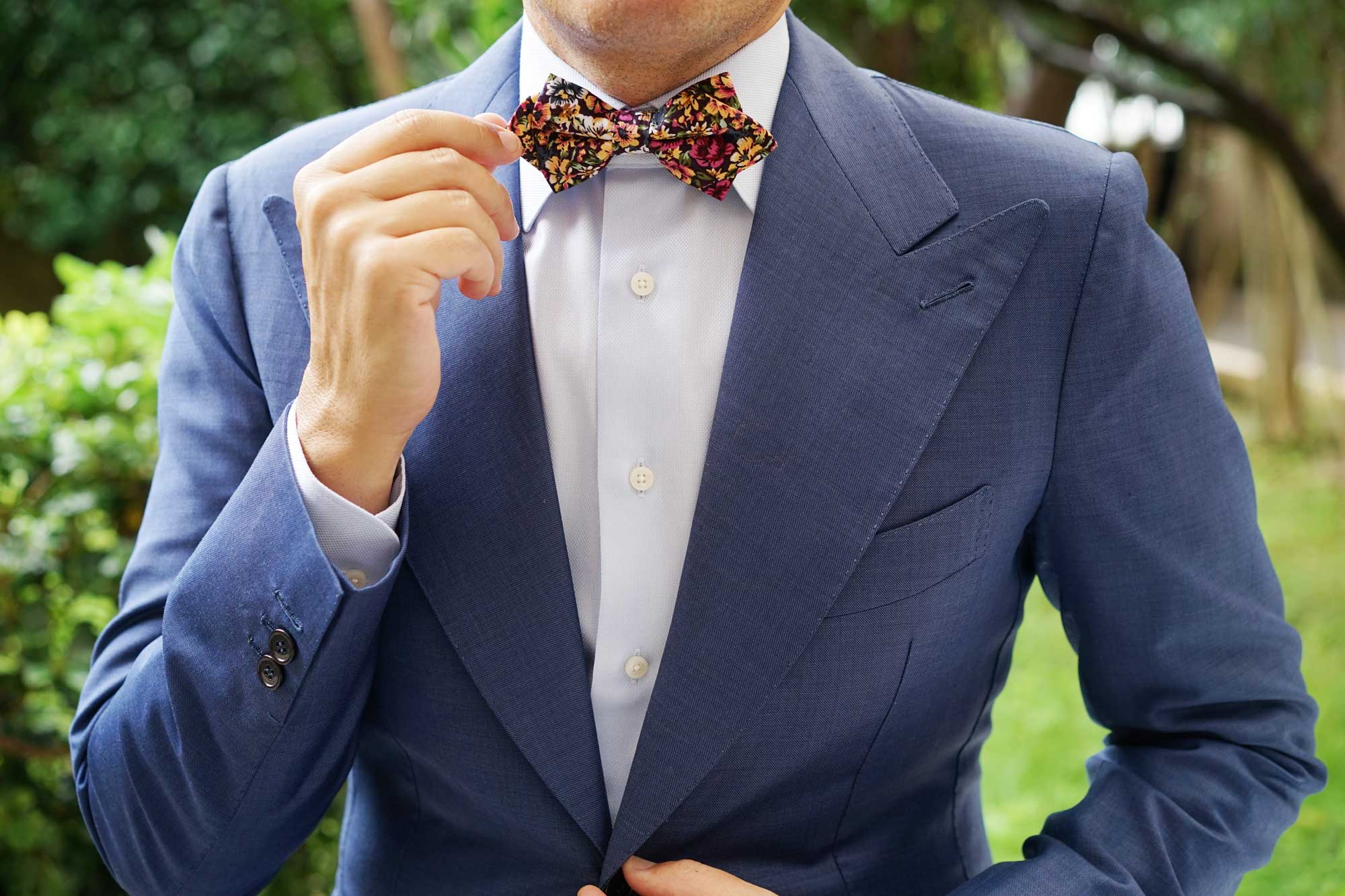 Orange Flowering Maple Diamond Bow Tie