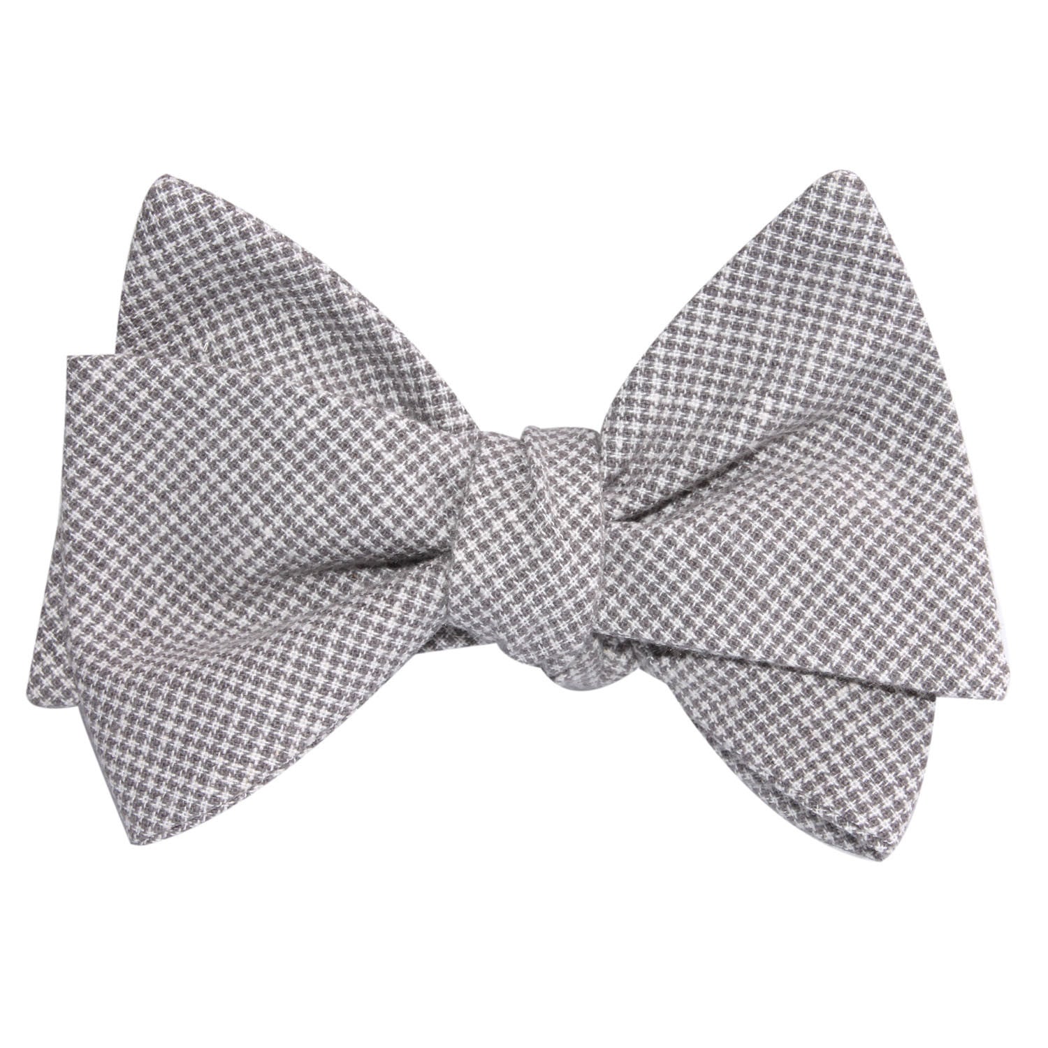 Light Grey Houndstooth Linen Self Tie Bow Tie