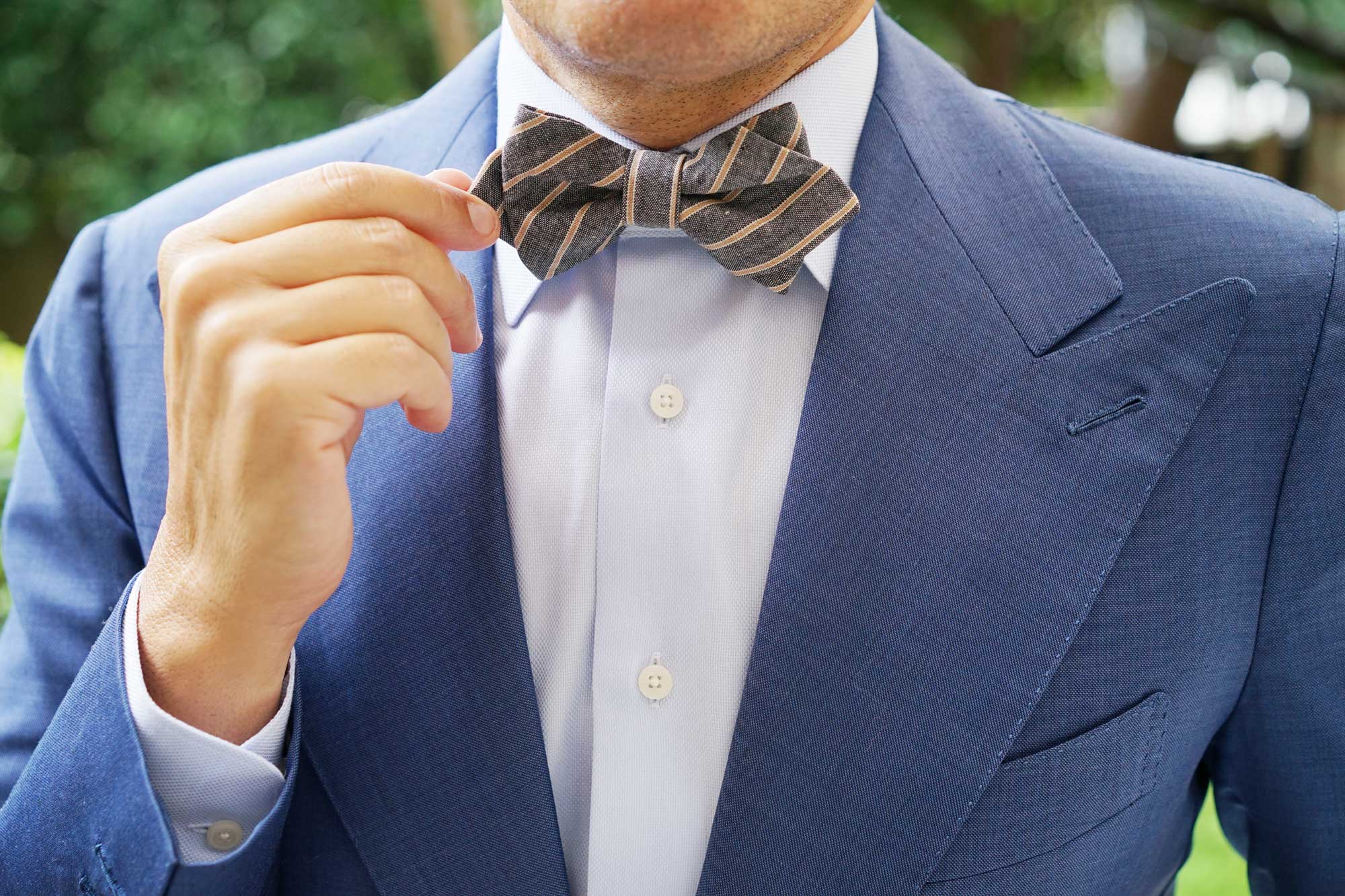 Mustard Pinstripe Diamond Bow Tie