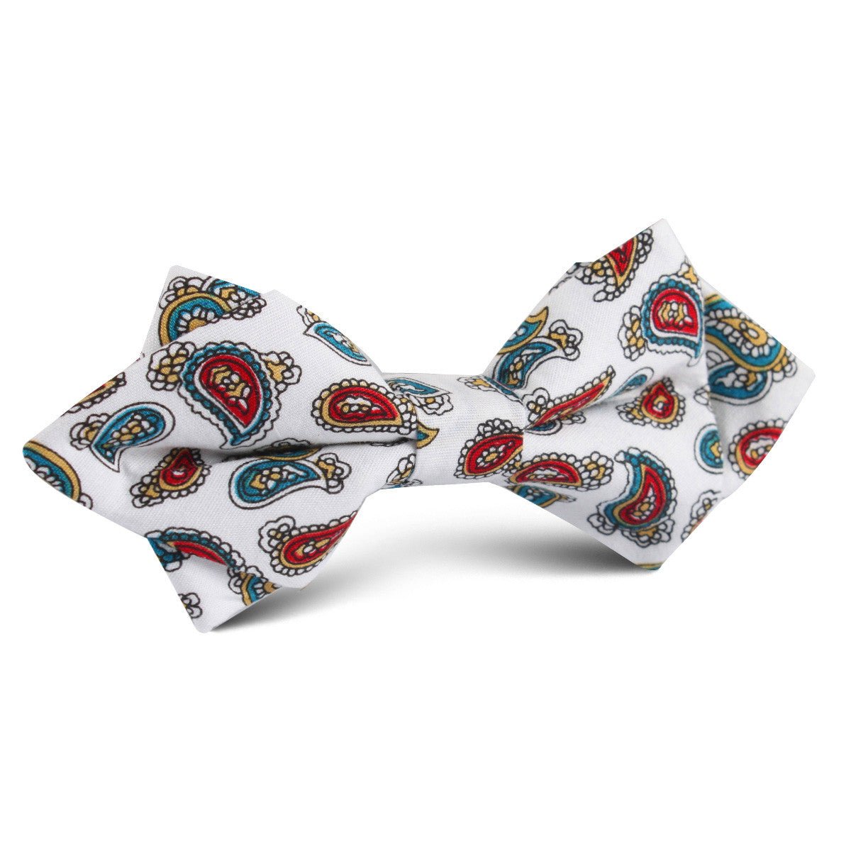 Ponte Vecchio White Paisley Diamond Bow Tie