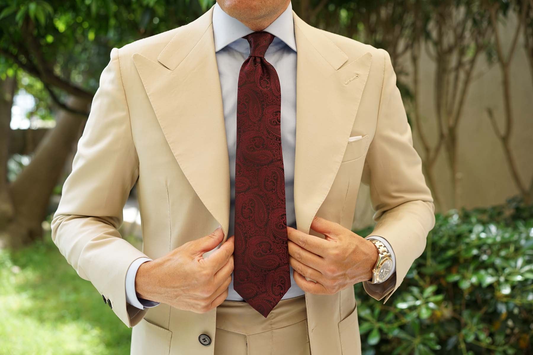 Mahogany Red Paisley Necktie