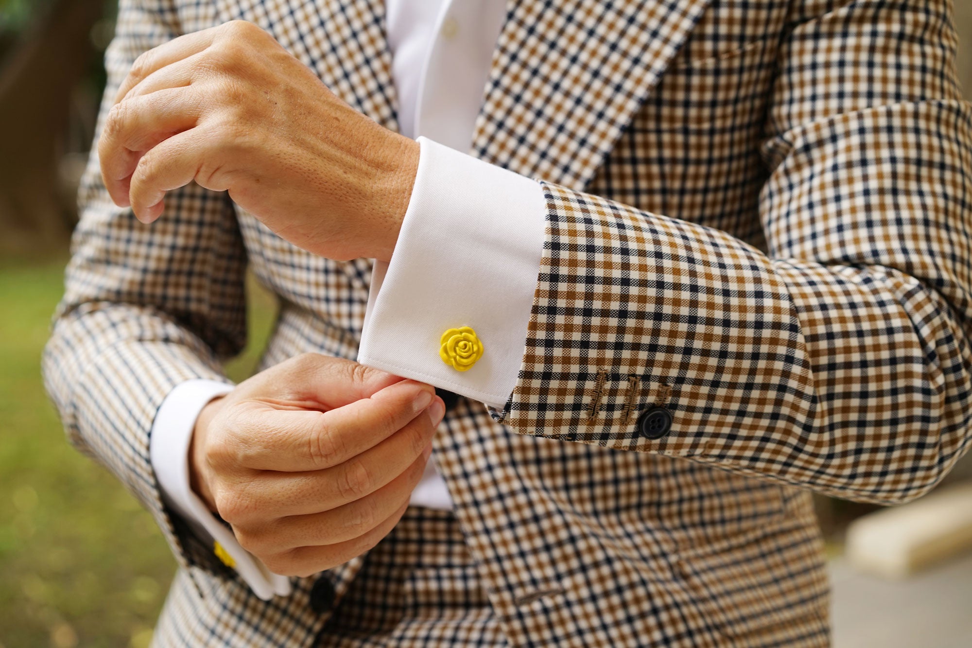 Yellow Rose Metal Cufflinks