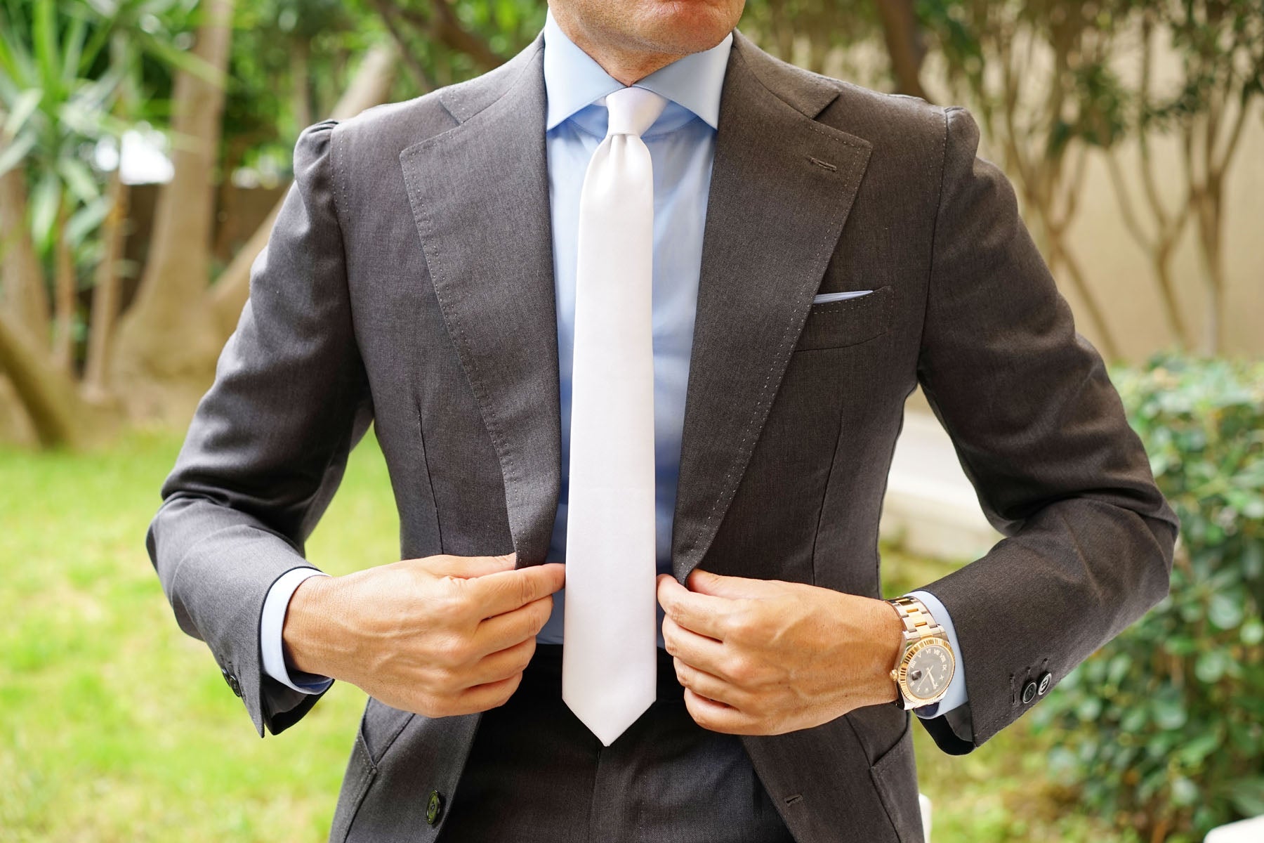 White Satin Skinny Tie