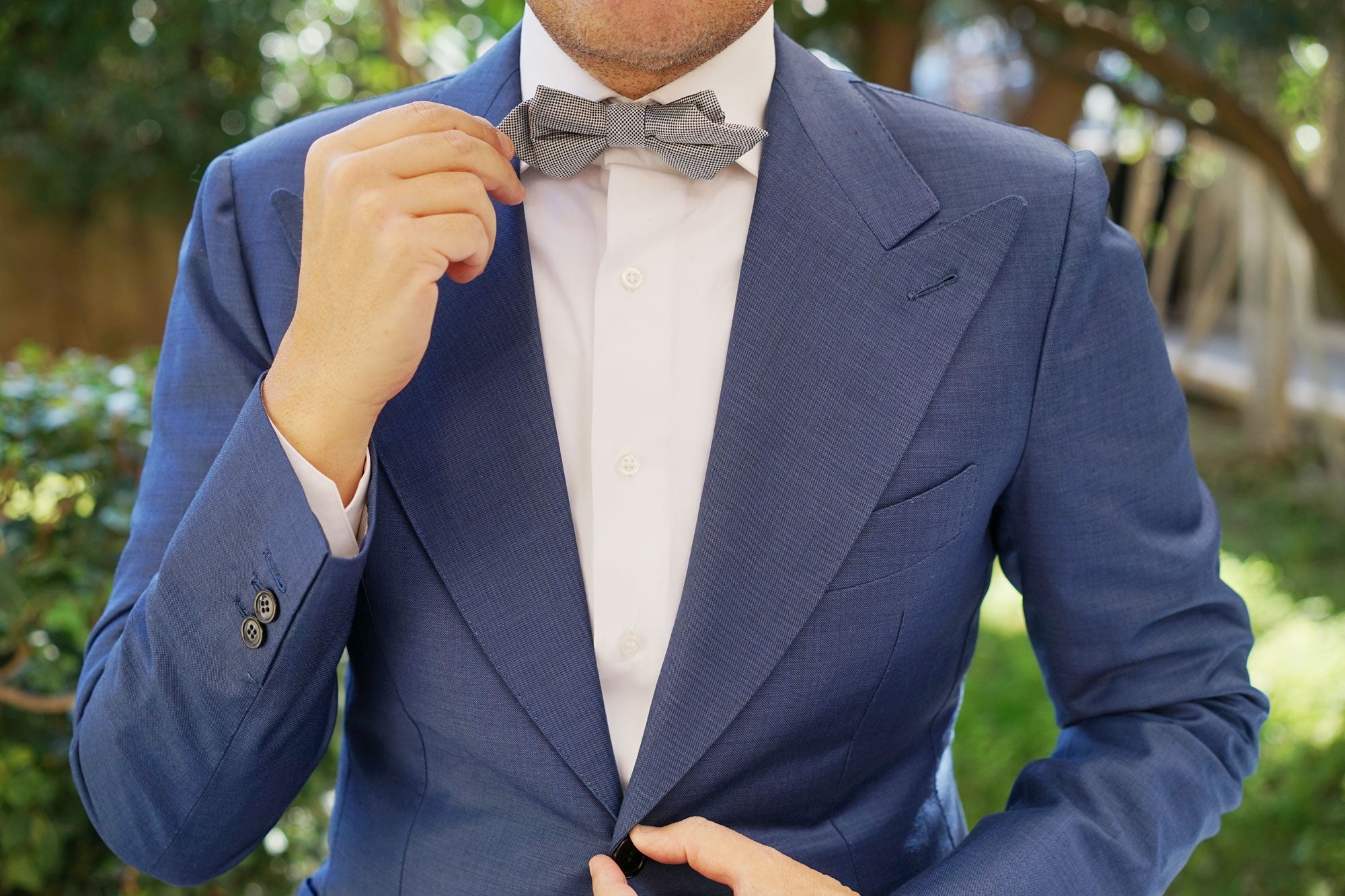 Black Micro Dot Diamond Bow Tie