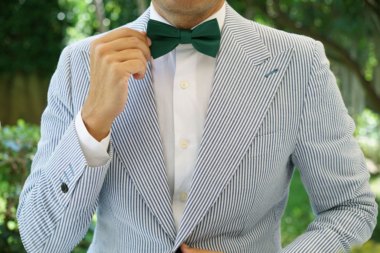 Juniper Green Satin Bow Tie