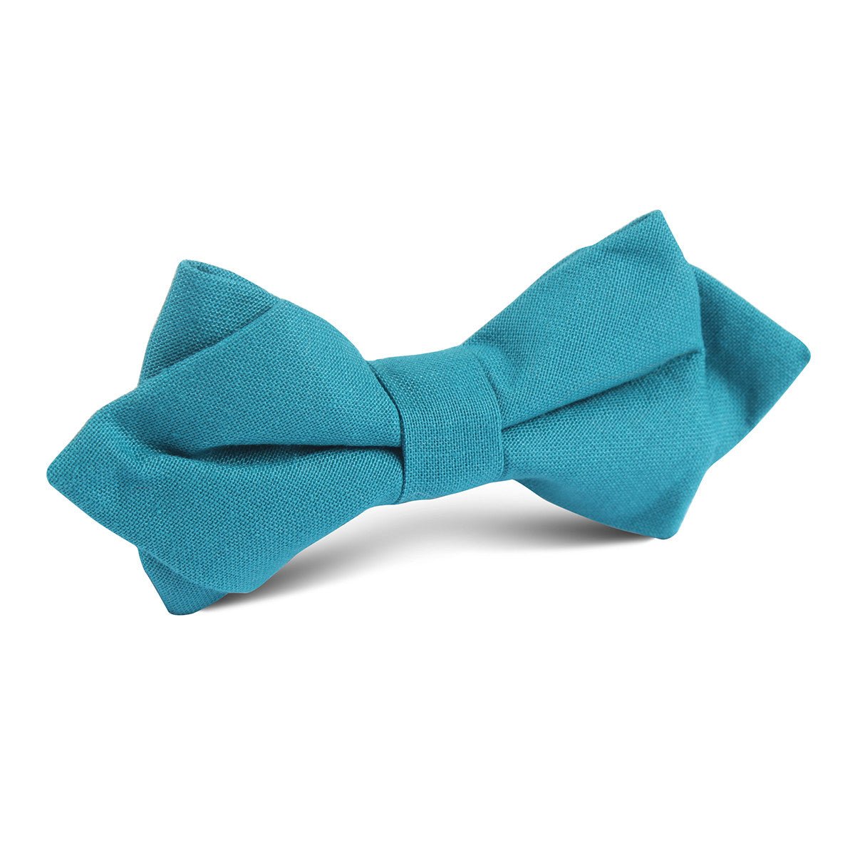 Teal Slub Linen Diamond Bow Tie