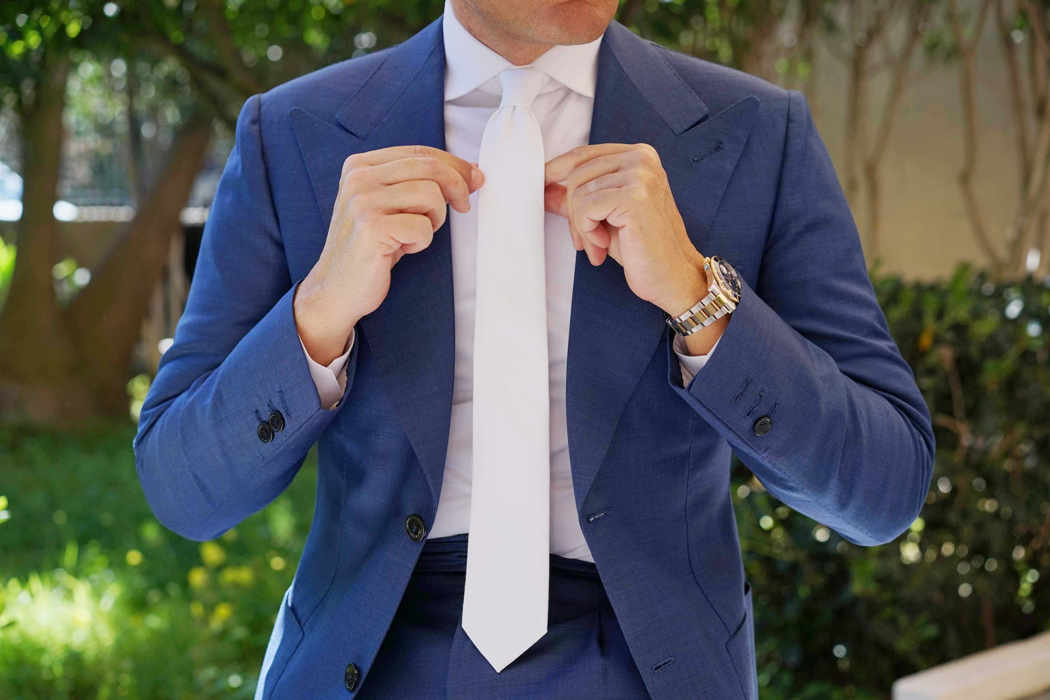 The OTAA White Cotton Skinny Tie