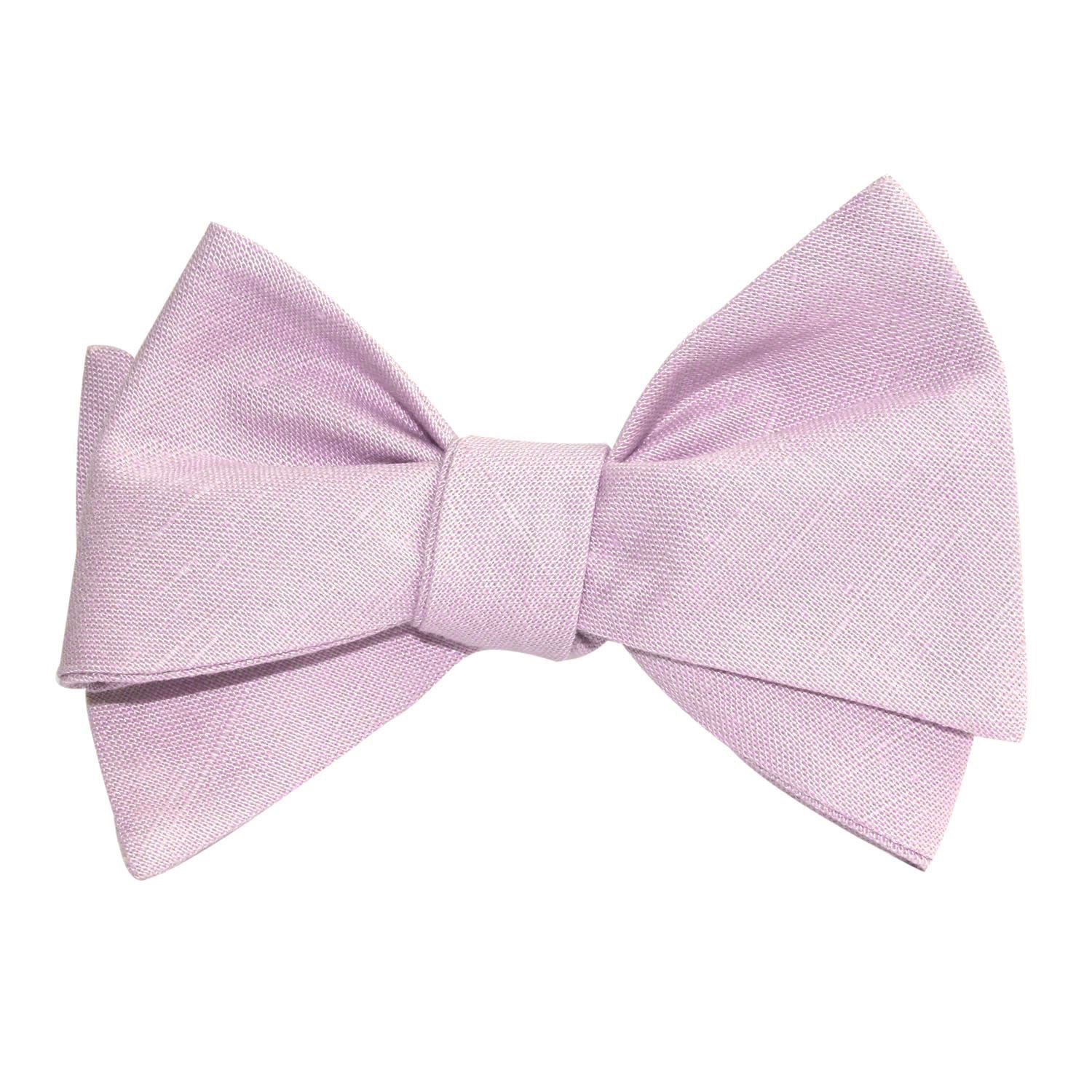 Purple Lilac Lavender Slub Linen Self Tie Bow Tie