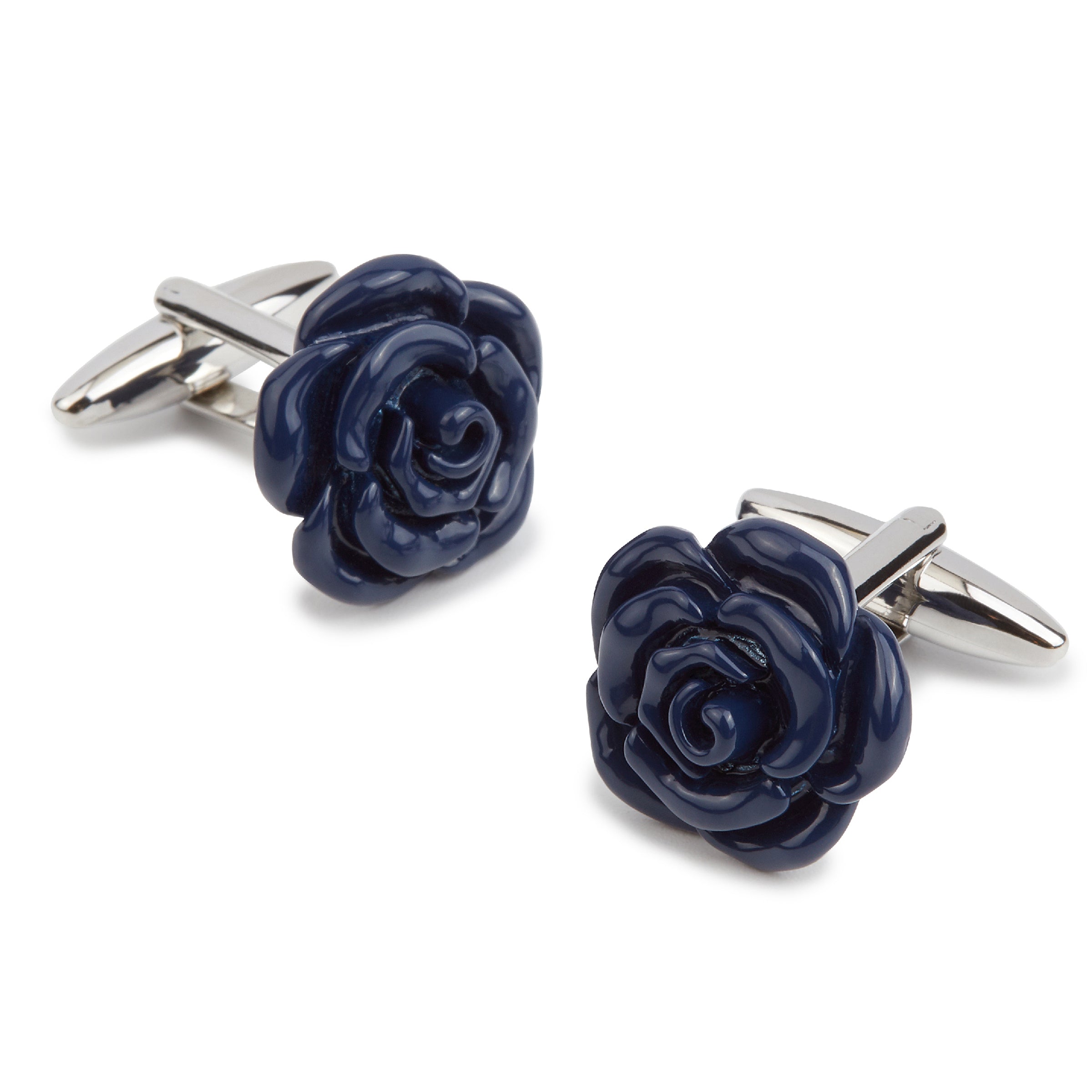 Navy Blue Rose Metal Cufflinks