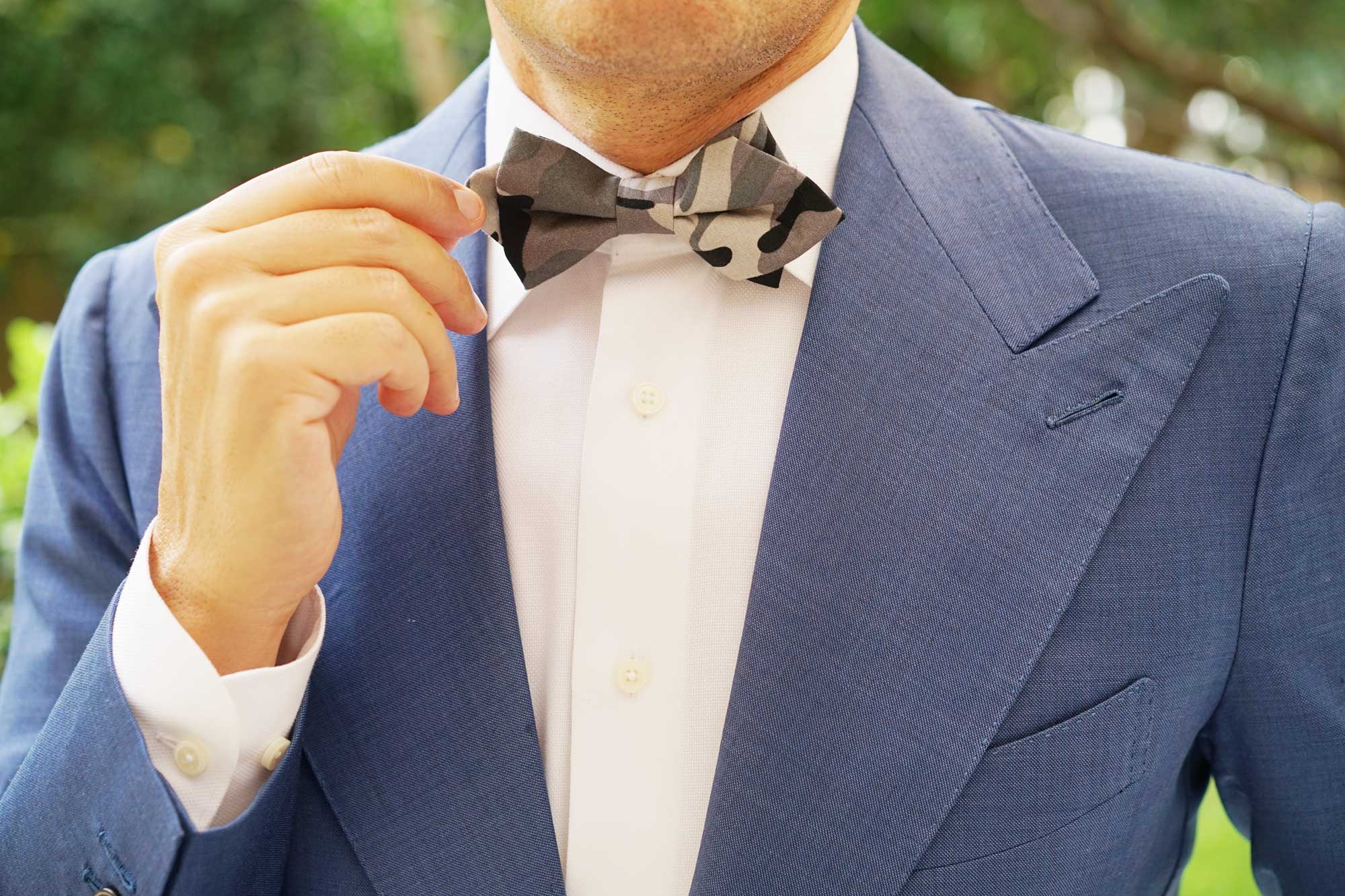 Grey Camo Diamond Bow Tie