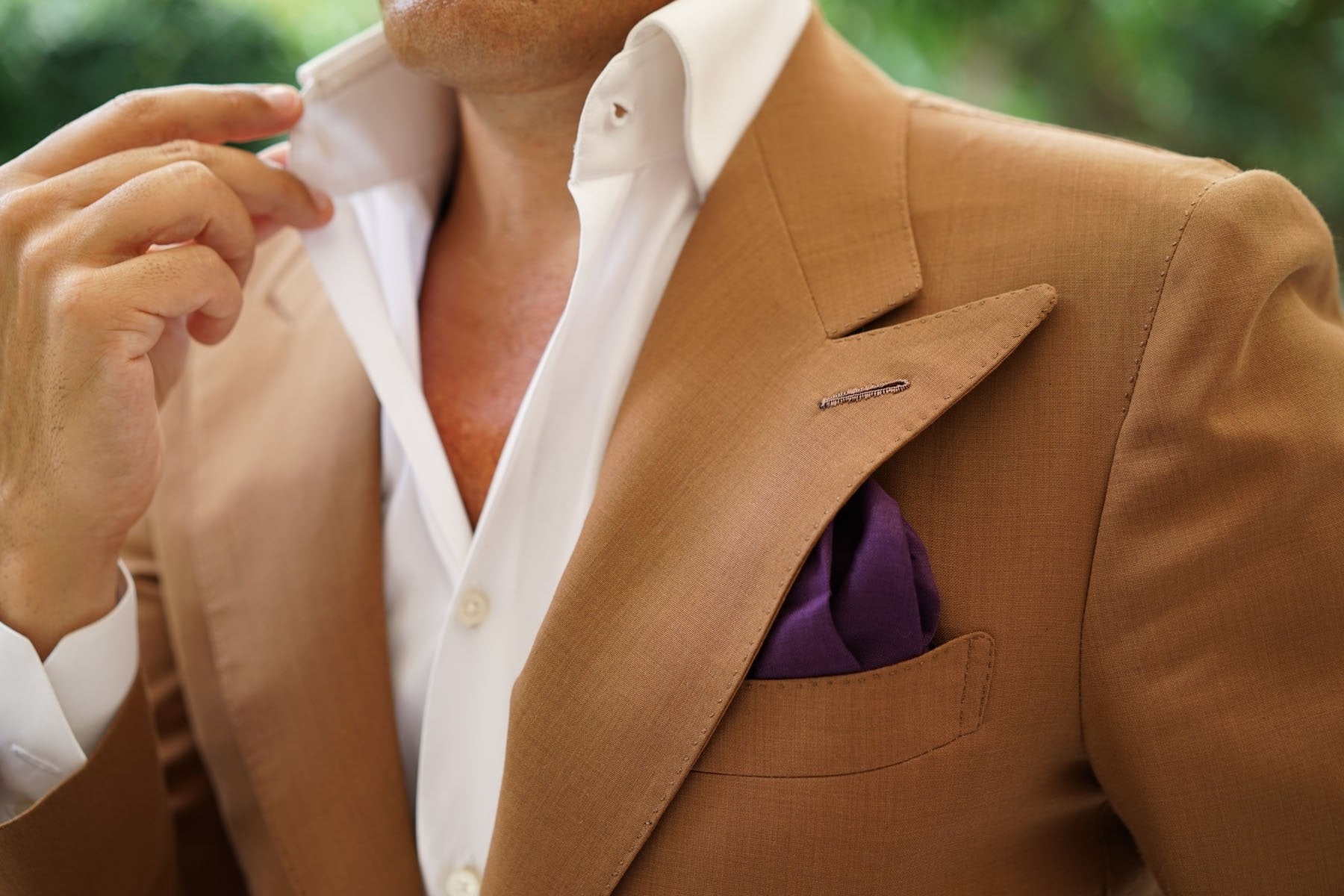 Purple Plum Slub Linen Pocket Square