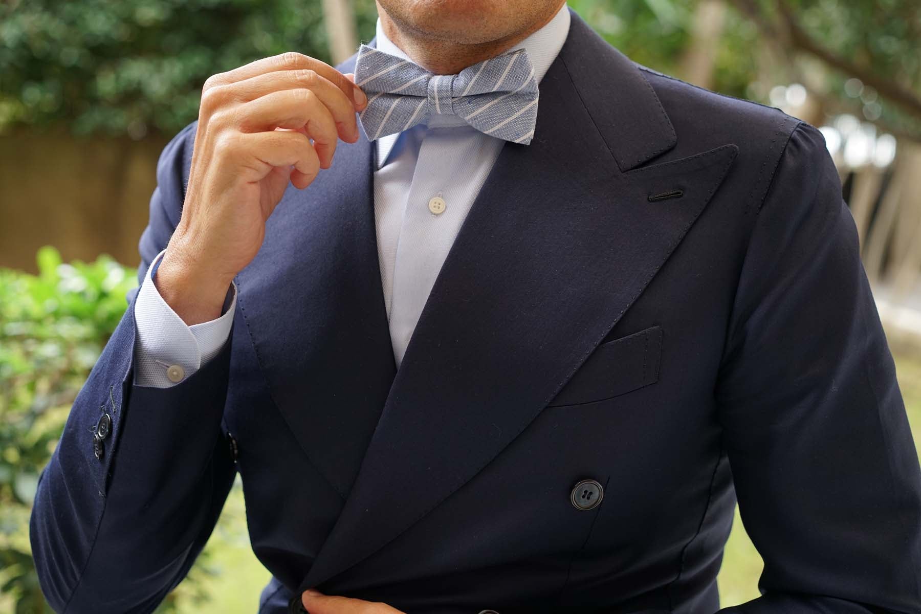 Blue Barney Pin Stripe Linen Bow Tie