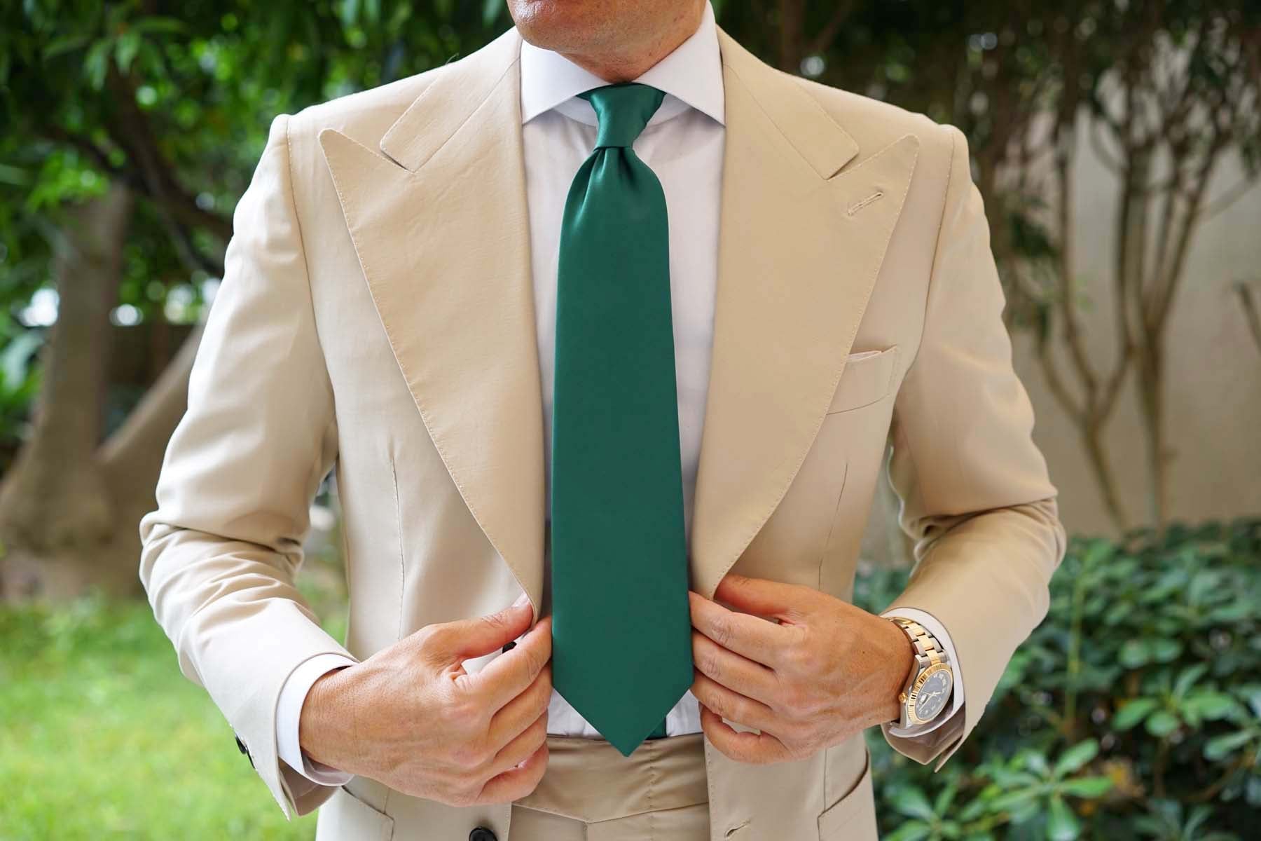 Juniper Green Satin Necktie