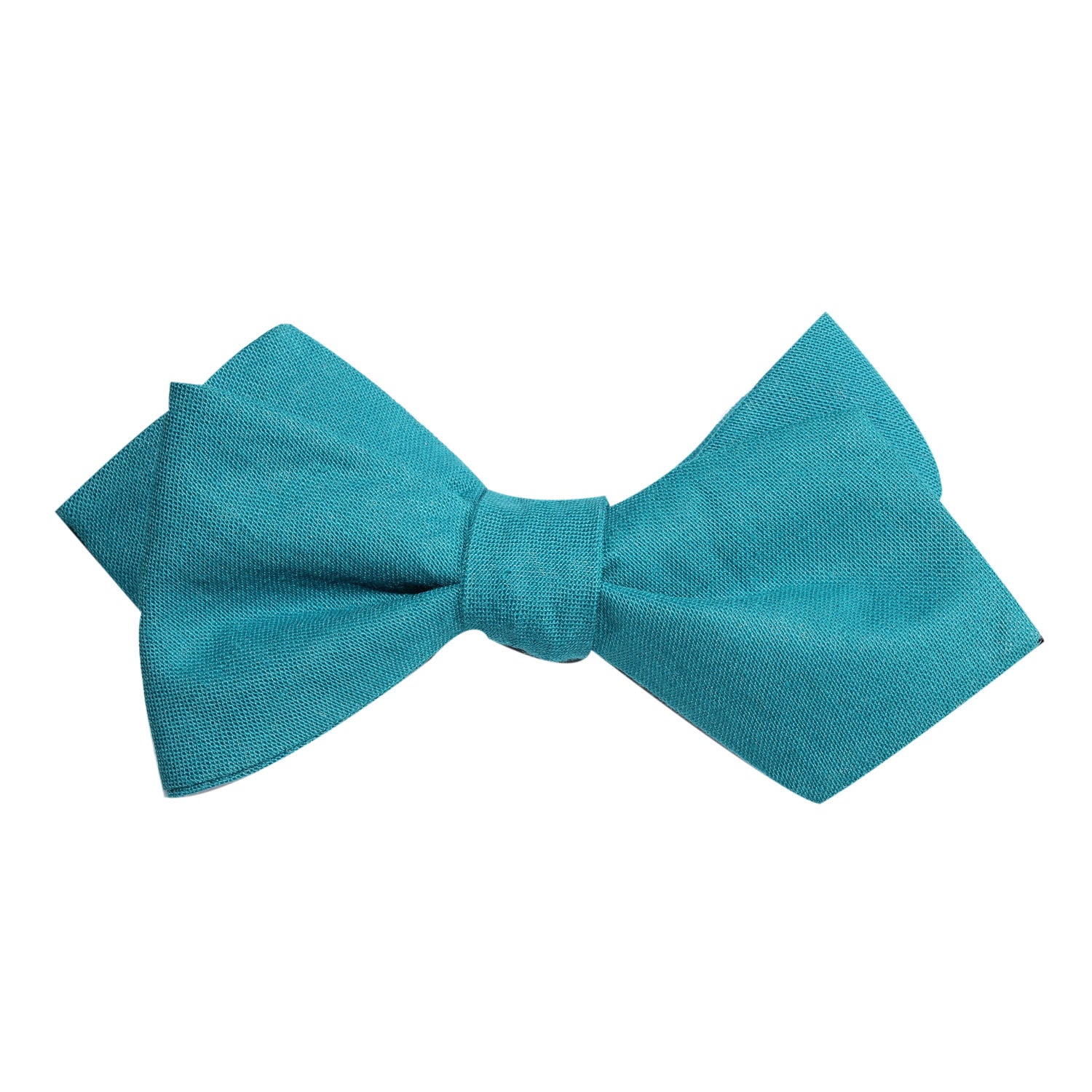 Teal Slub Linen Self Tie Diamond Tip Bow Tie