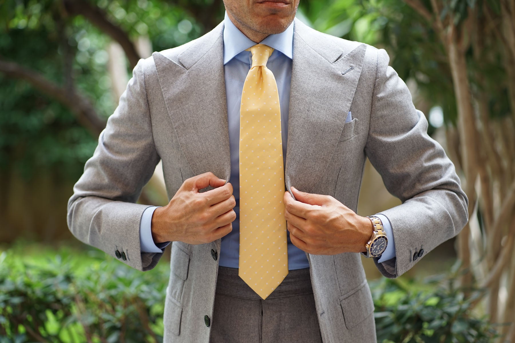 Yellow with White Polka Dots Necktie