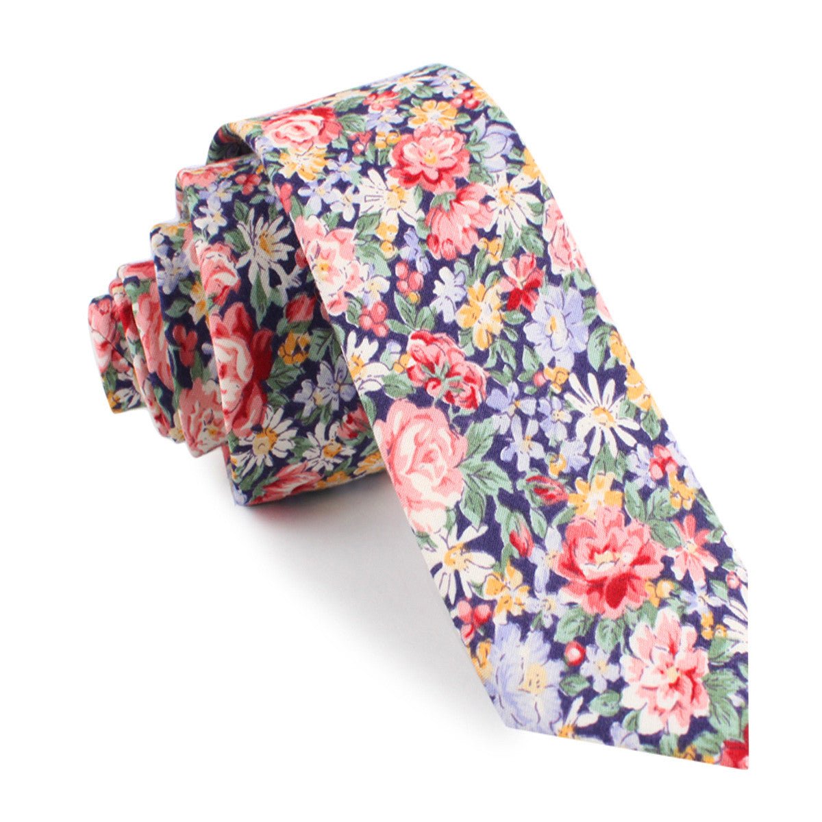 Pink Chrysanthemum Floral Skinny Tie