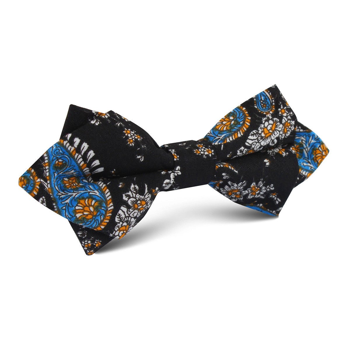 Venetian Lagoon Blue Paisley Diamond Bow Tie