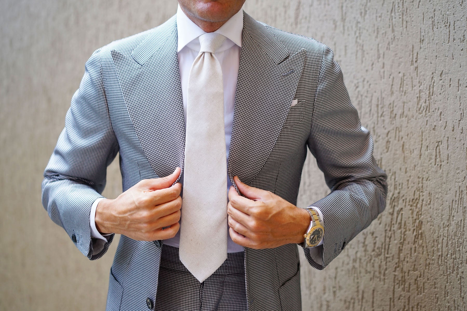 Dry Khaki White Linen Tie