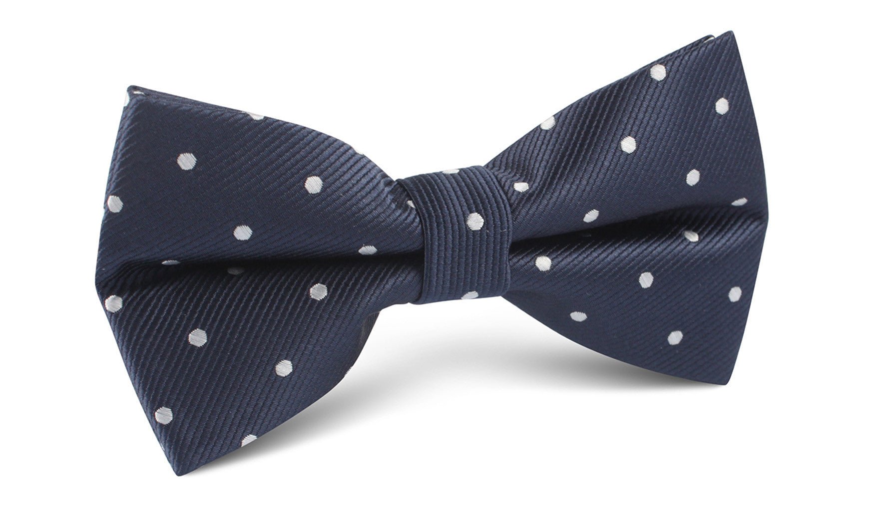 Dark Midnight Blue with White Polka Dots Bow Tie