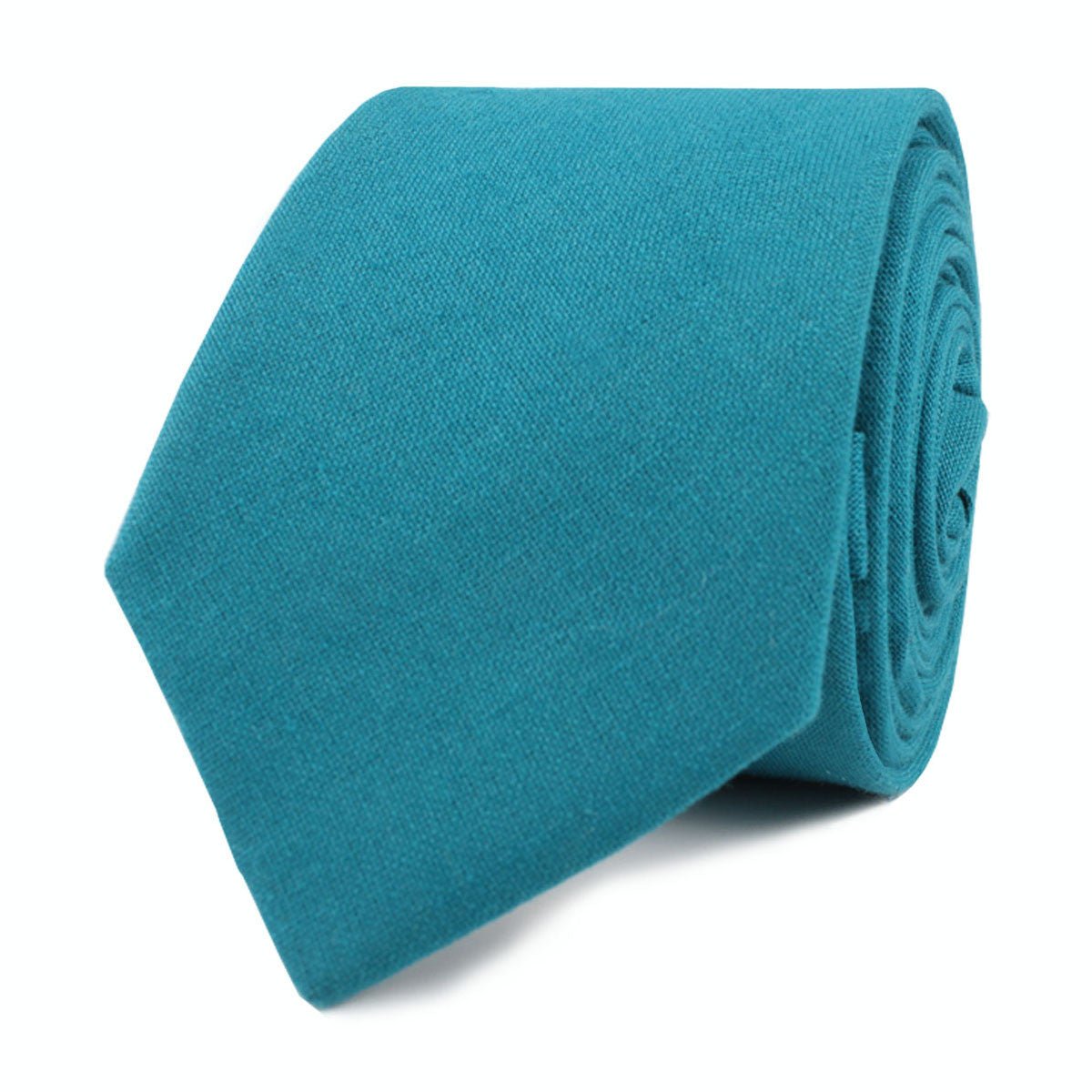 Teal Slub Linen Skinny Tie